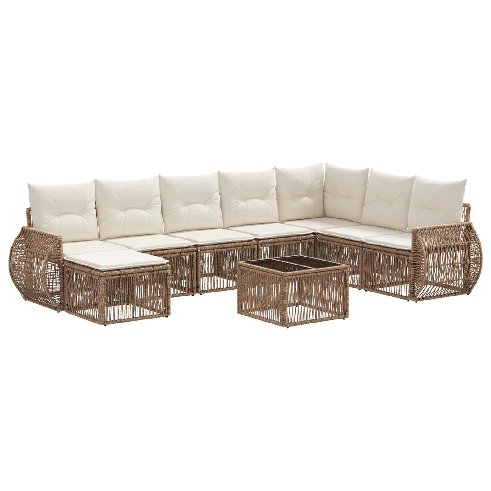 Ensemble de canapé de jardin 9 pcs Beige et blanc crème - XIOS