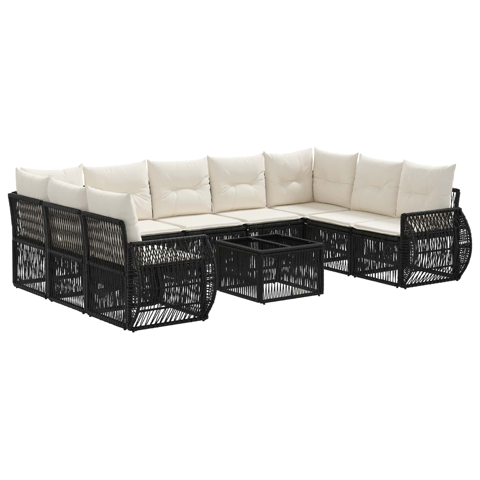 Ensemble de canapé de jardin 10 pcs Noir et blanc crème - XIOS