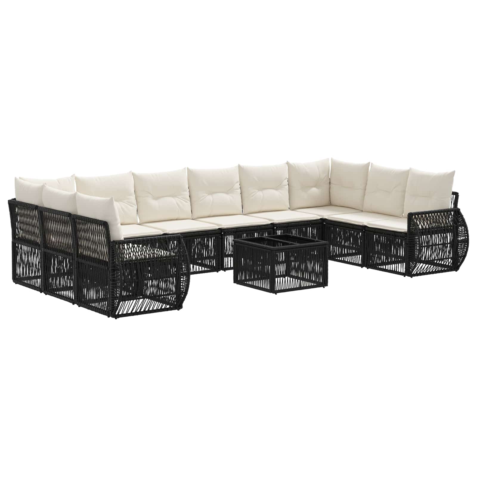 Ensemble de canapé de jardin 11 pcs Noir et blanc crème - XIOS