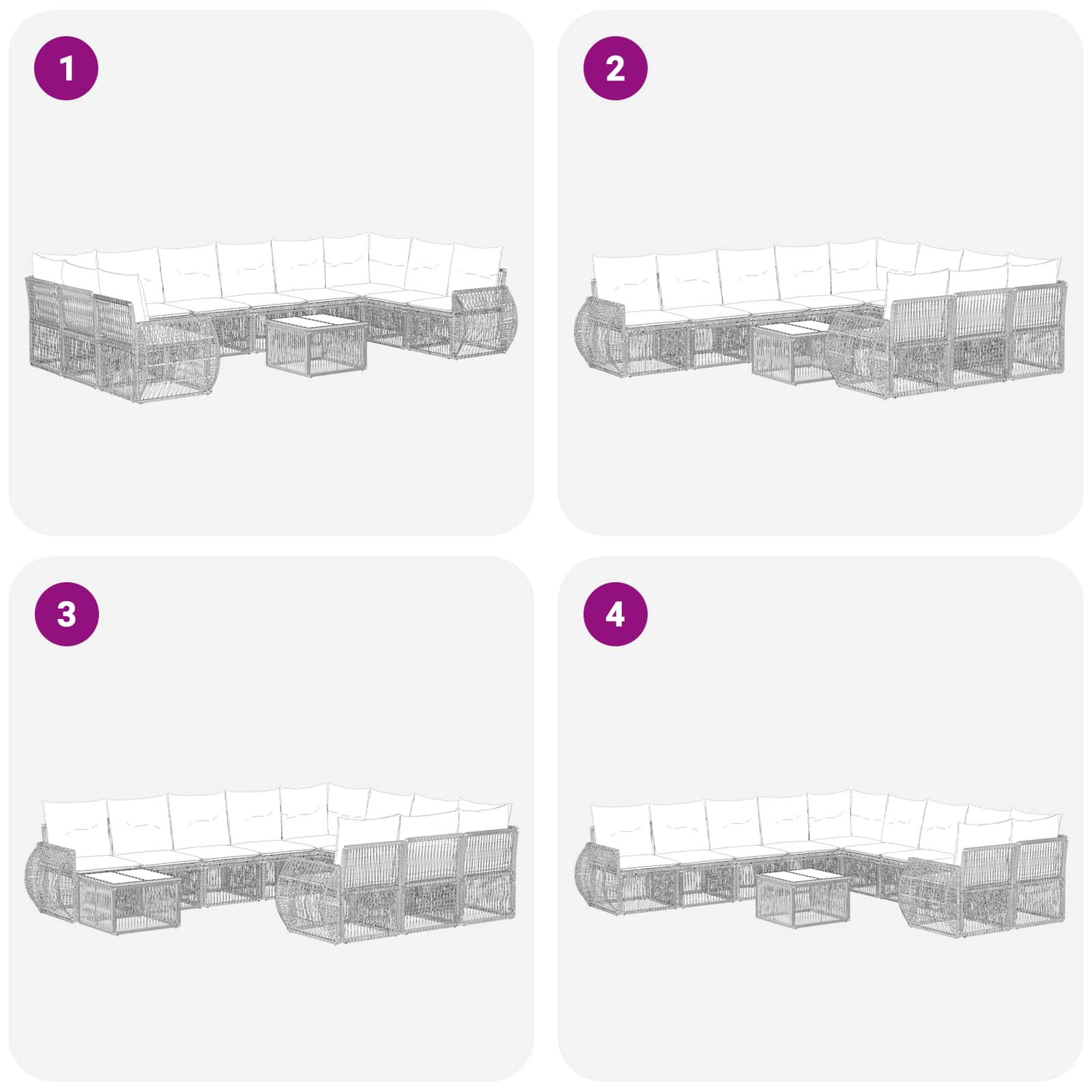 Ensemble de canapé de jardin 11 pcs Gris et Gris foncé - XIOS