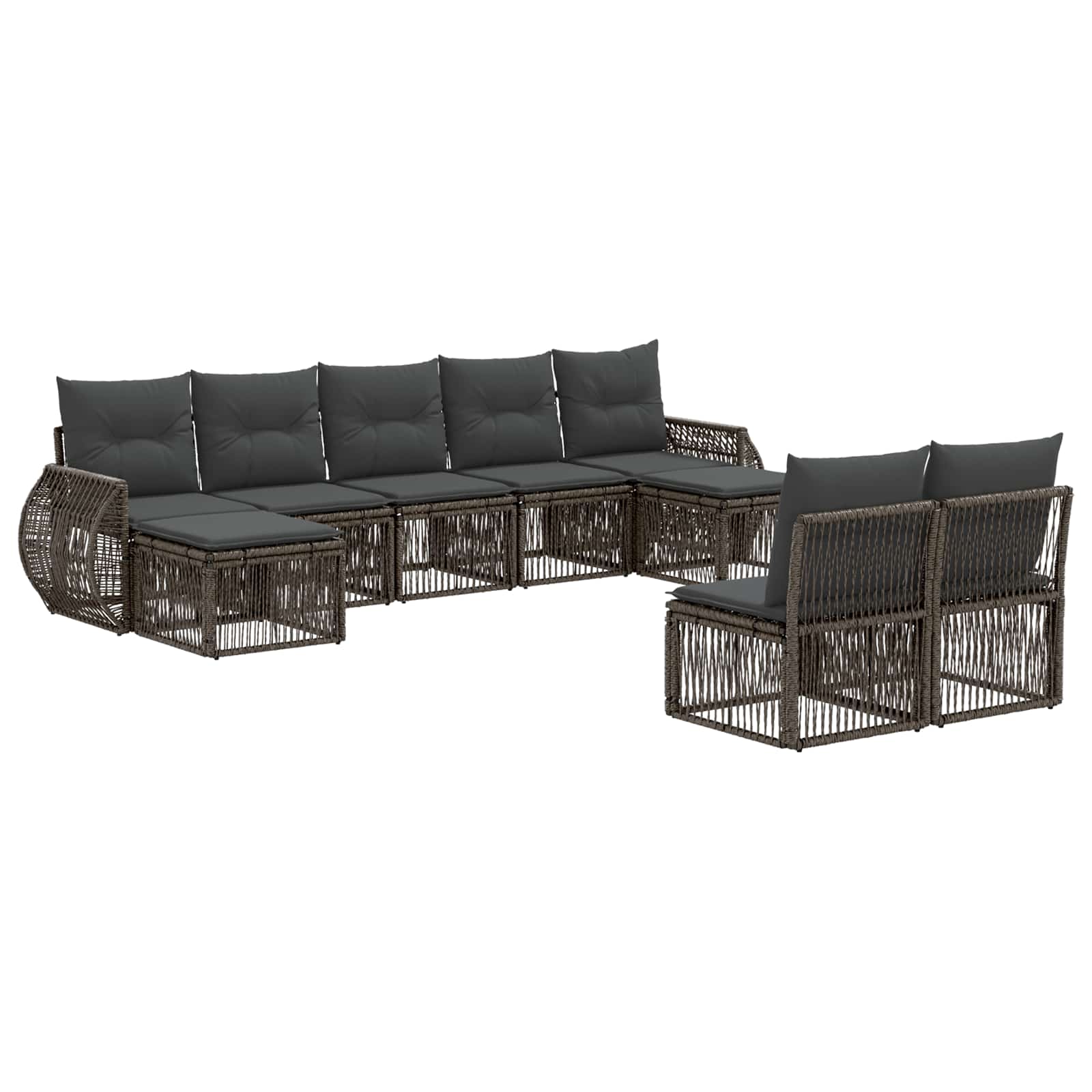Ensemble de canapé de jardin 9 pcs Gris et Gris foncé polyrotin - XIOS