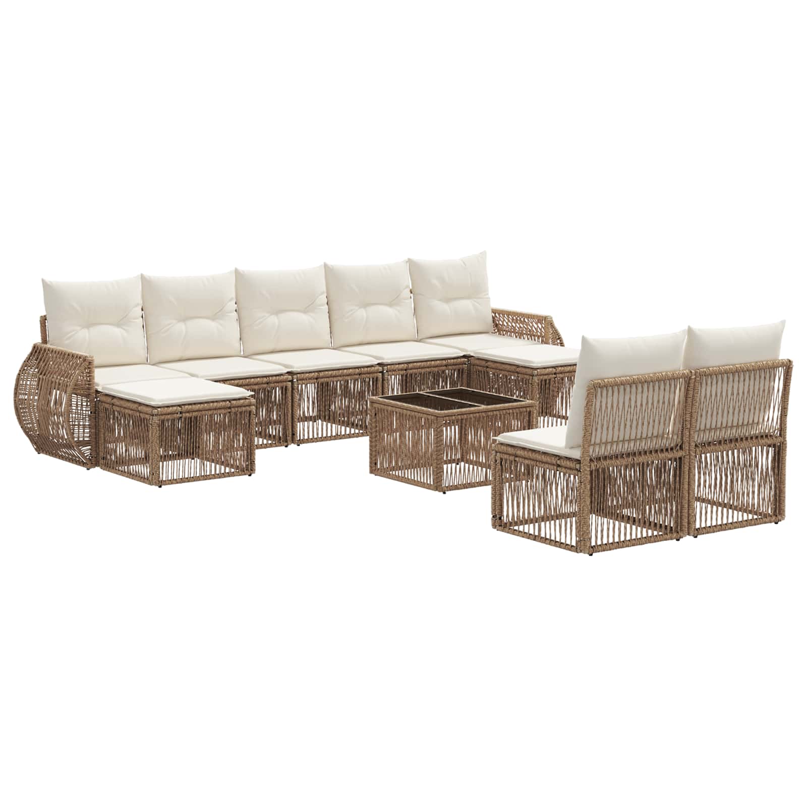 Ensemble de canapé de jardin 10 pcs Beige et blanc crème - XIOS