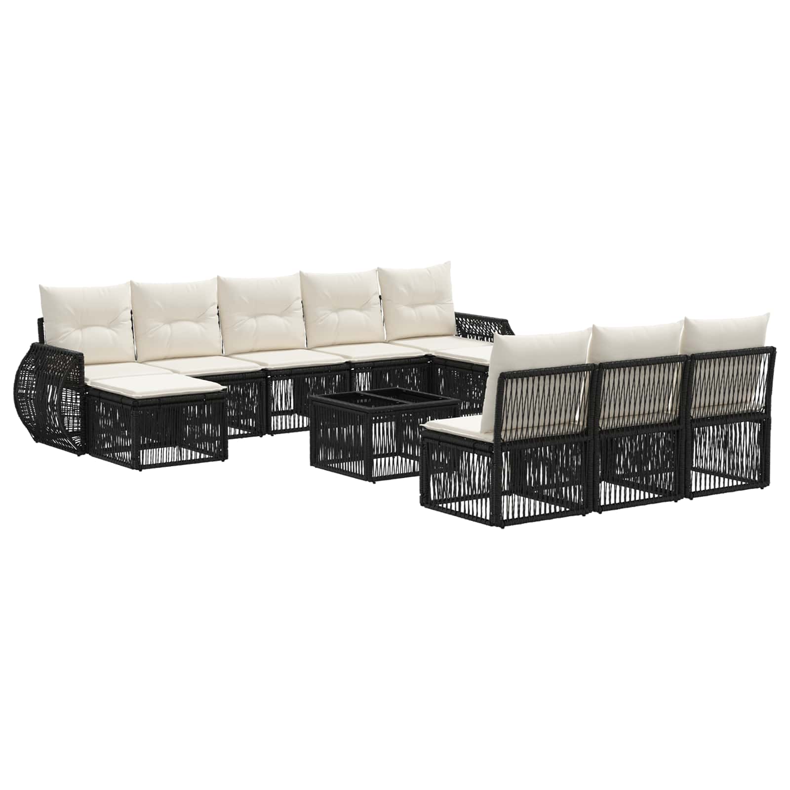 Ensemble de canapé de jardin 11 pcs Noir et blanc crème - XIOS