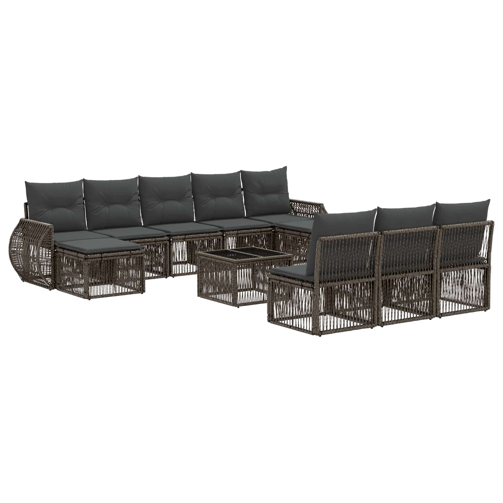 Ensemble de canapé de jardin 11 pcs Gris et Gris foncé - XIOS
