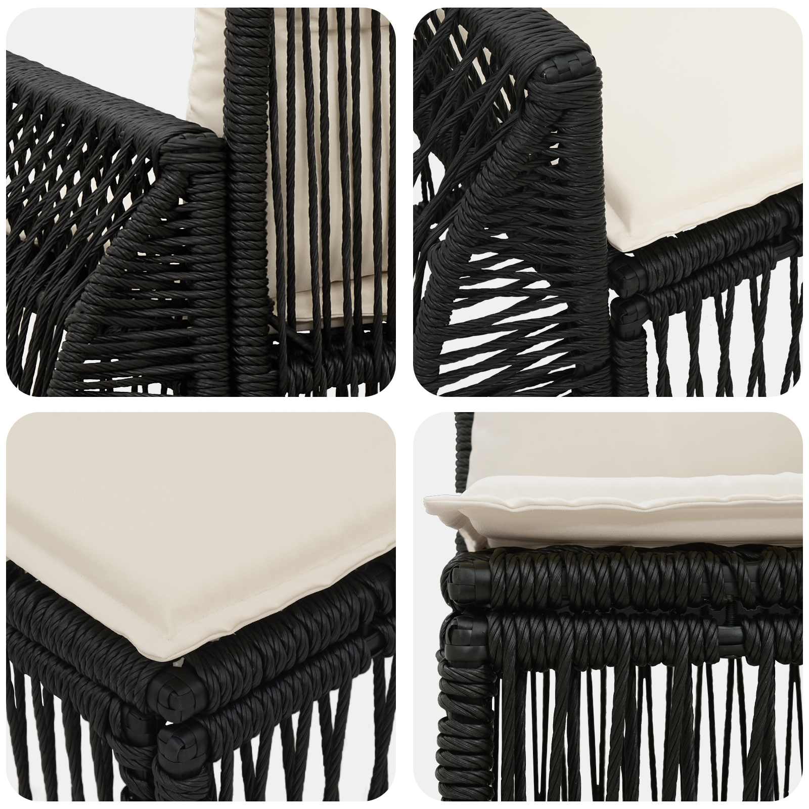 Ensemble de canapé de jardin 9 pcs Noir et blanc crème - XIOS