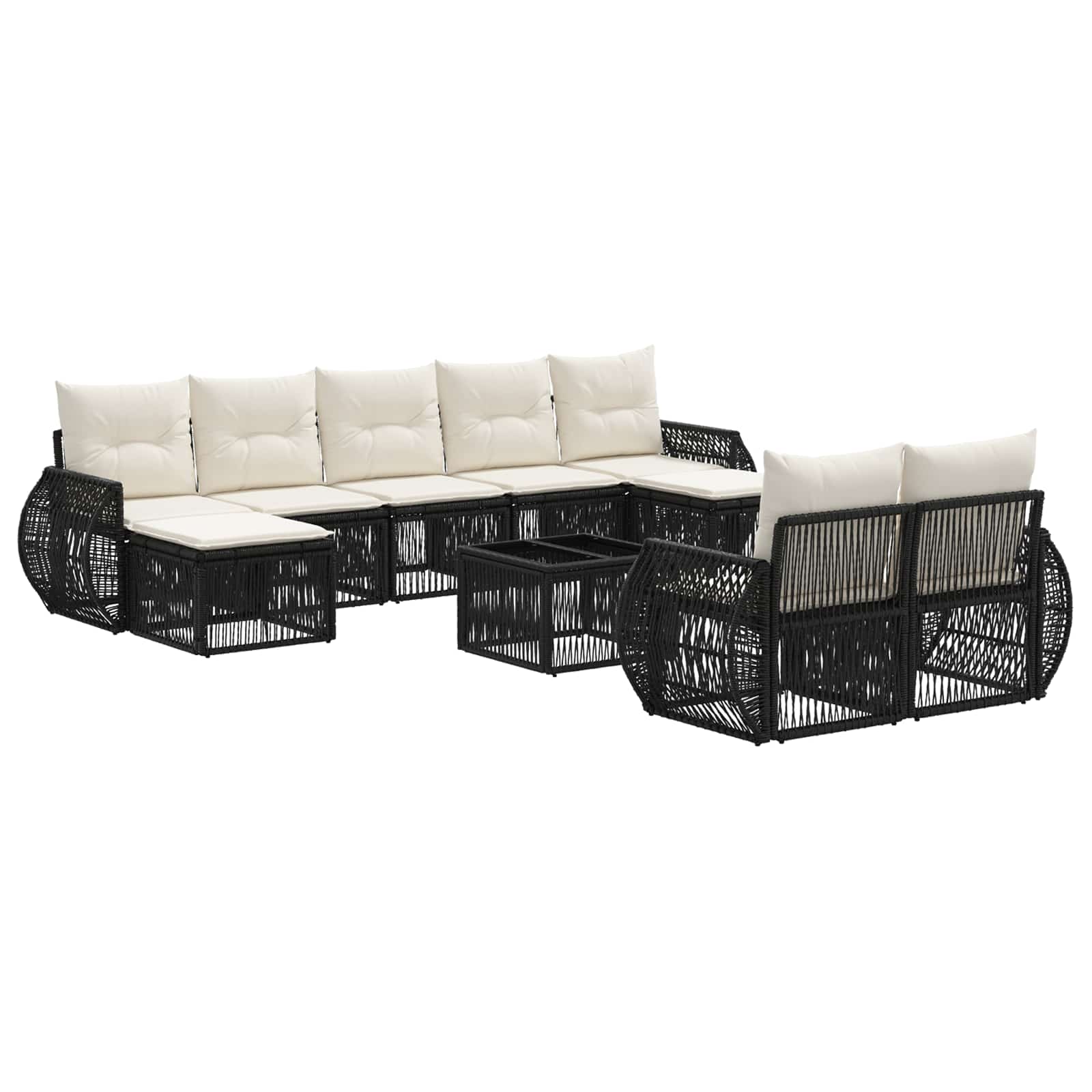 Ensemble de canapé de jardin 10 pcs Noir et blanc crème - XIOS