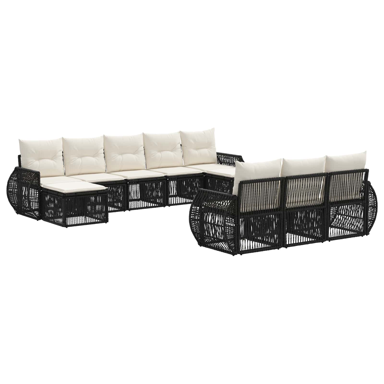 Ensemble de canapé de jardin 10 pcs Noir et blanc crème - XIOS