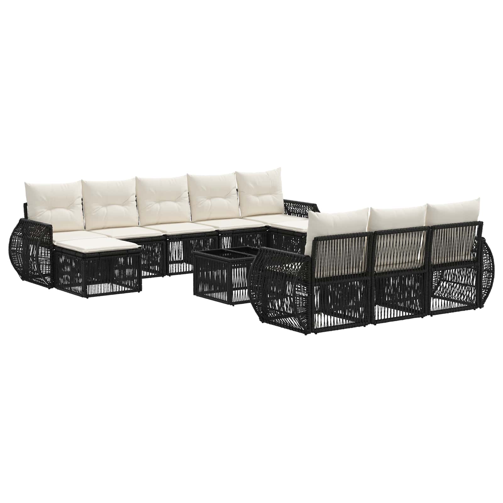 Ensemble de canapé de jardin 11 pcs Noir et blanc crème - XIOS