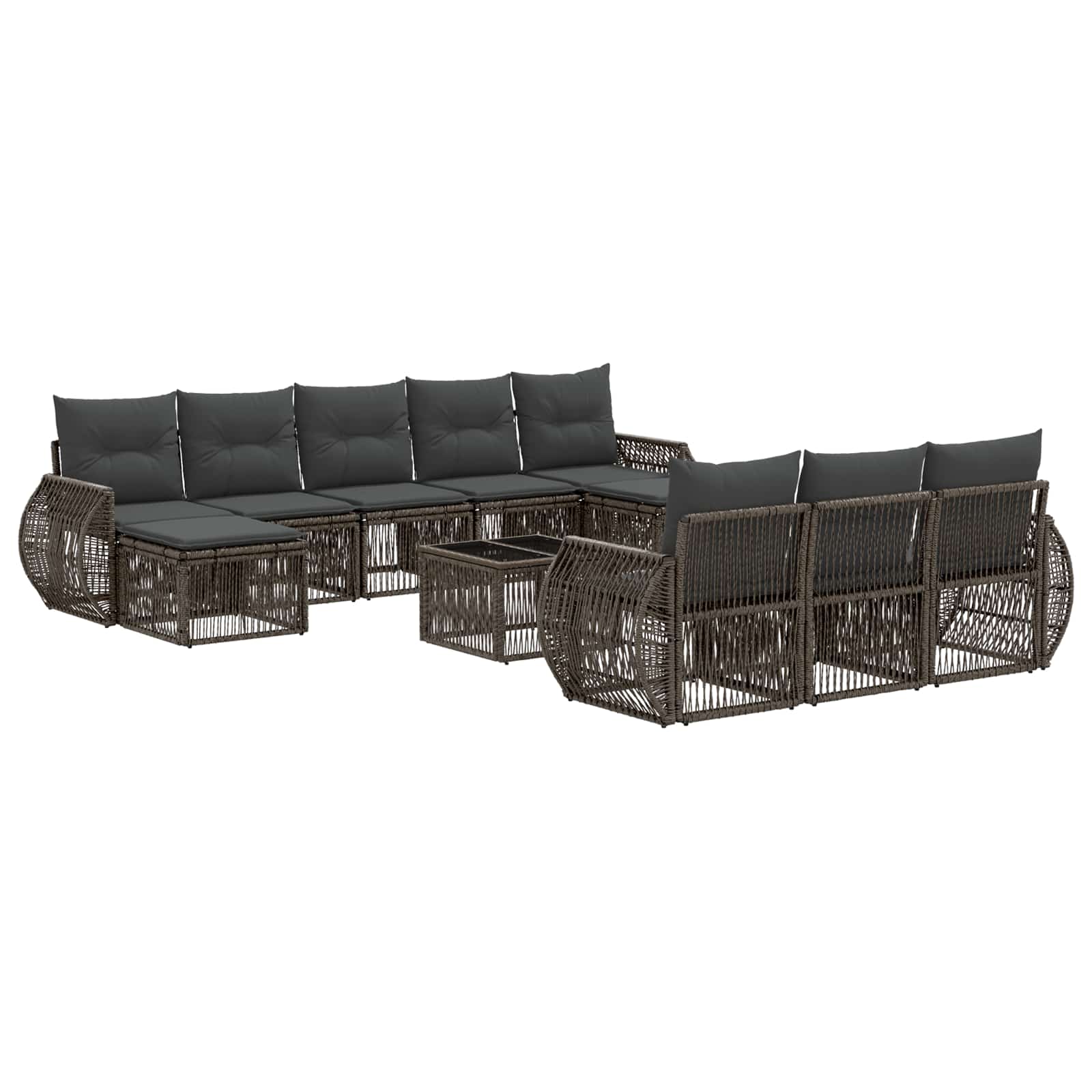 Ensemble de canapé de jardin 11 pcs Gris et Gris foncé - XIOS