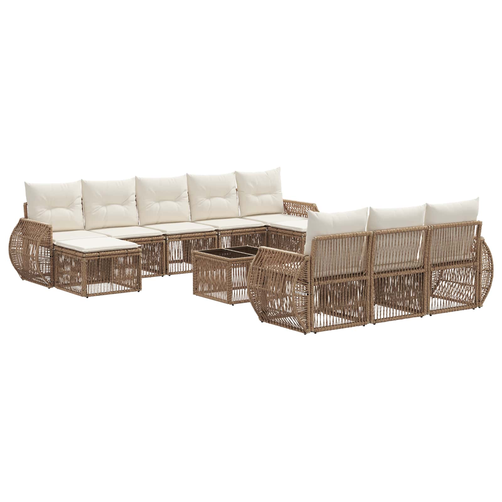 Ensemble de canapé de jardin 11 pcs Beige et blanc crème - XIOS