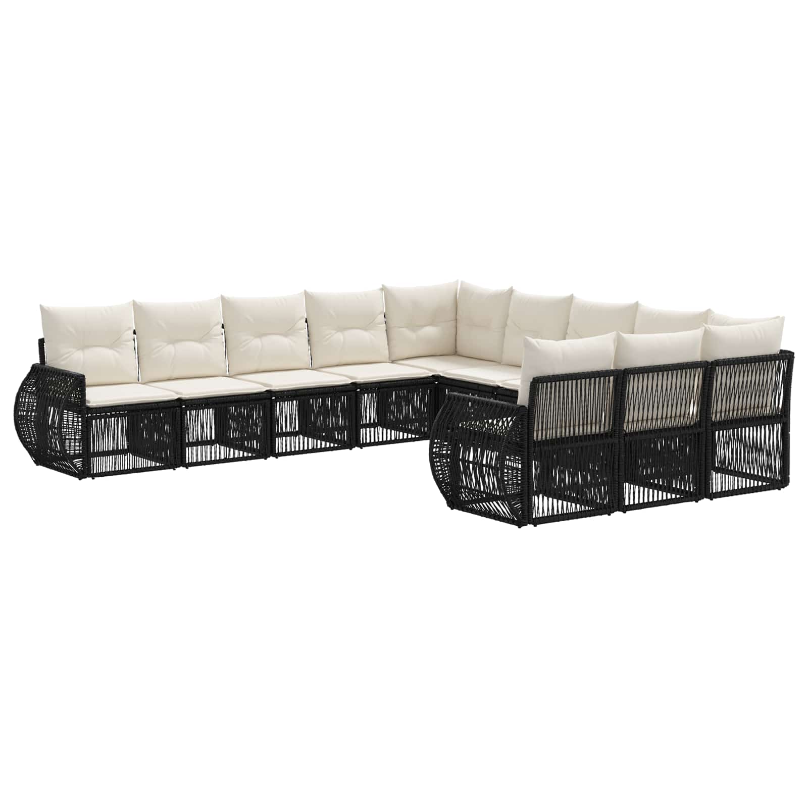 Ensemble de canapé de jardin 11 pcs Noir et blanc crème - XIOS