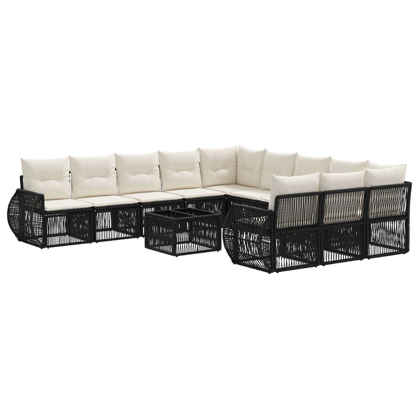 Ensemble de canapé de jardin 12 pcs Noir et blanc crème - XIOS