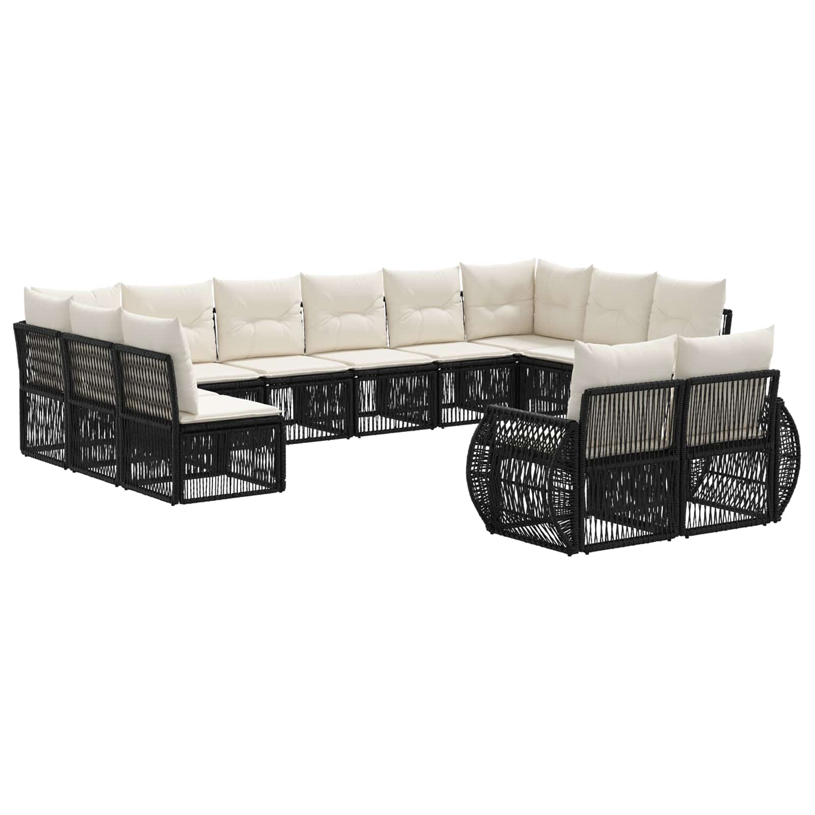 Ensemble de canapé de jardin 12 pcs Noir et blanc crème - XIOS