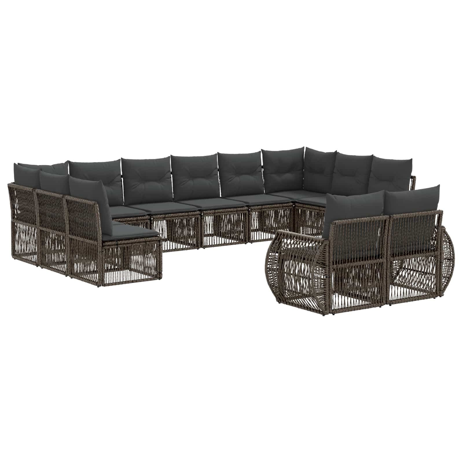 Ensemble de canapé de jardin 12 pcs Gris et Gris foncé - XIOS