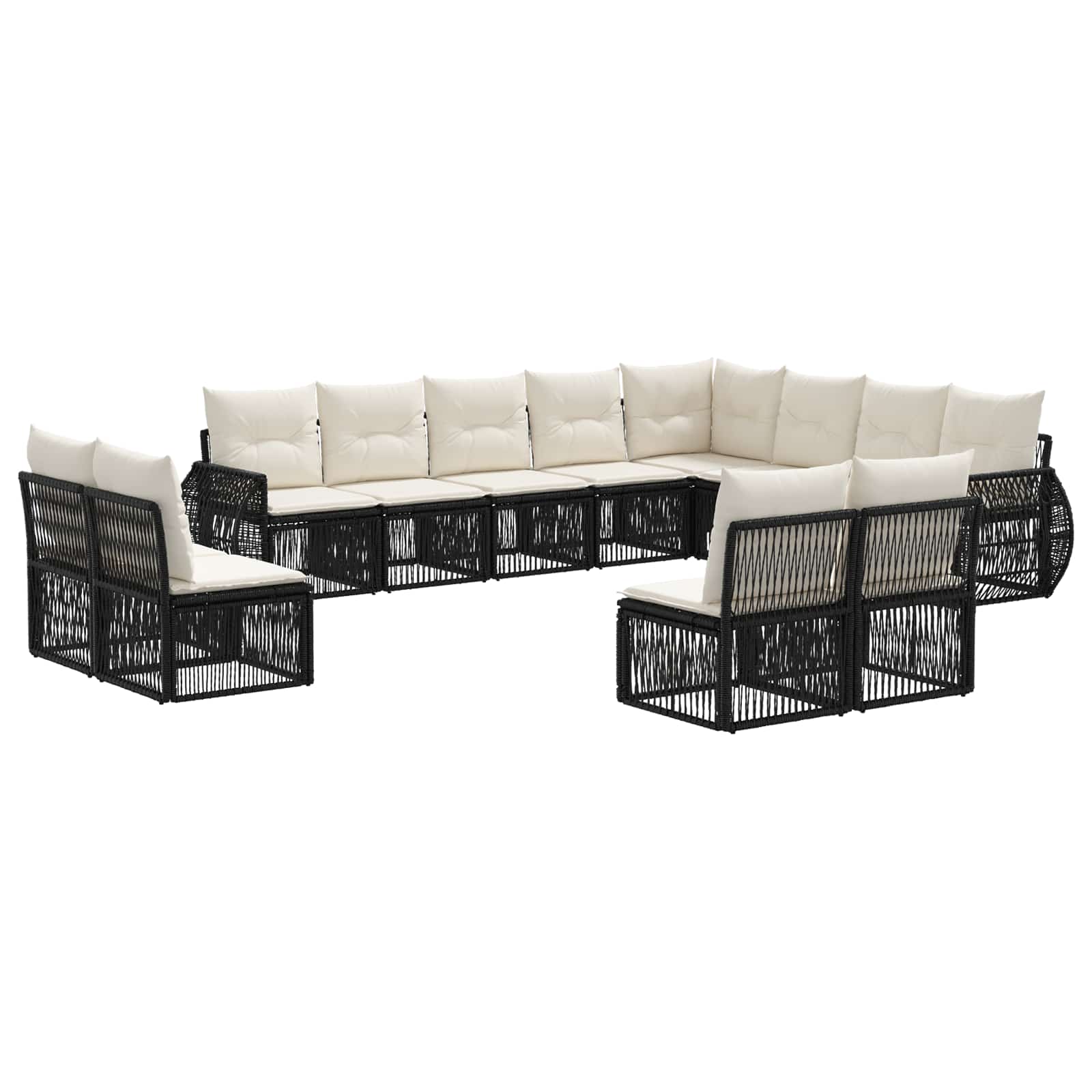 Ensemble de canapé de jardin 12 pcs Noir et blanc crème - XIOS