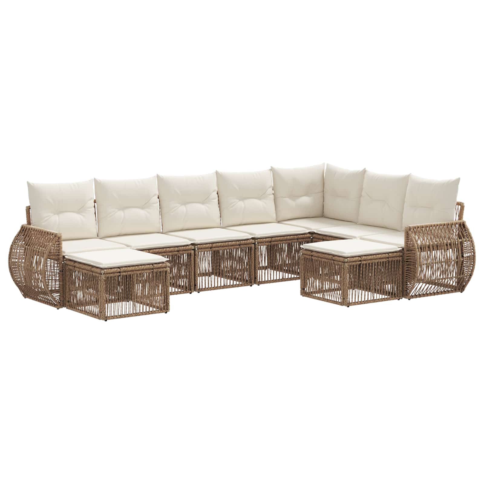 Ensemble de canapé de jardin 9 pcs Beige polyrotin - XIOS