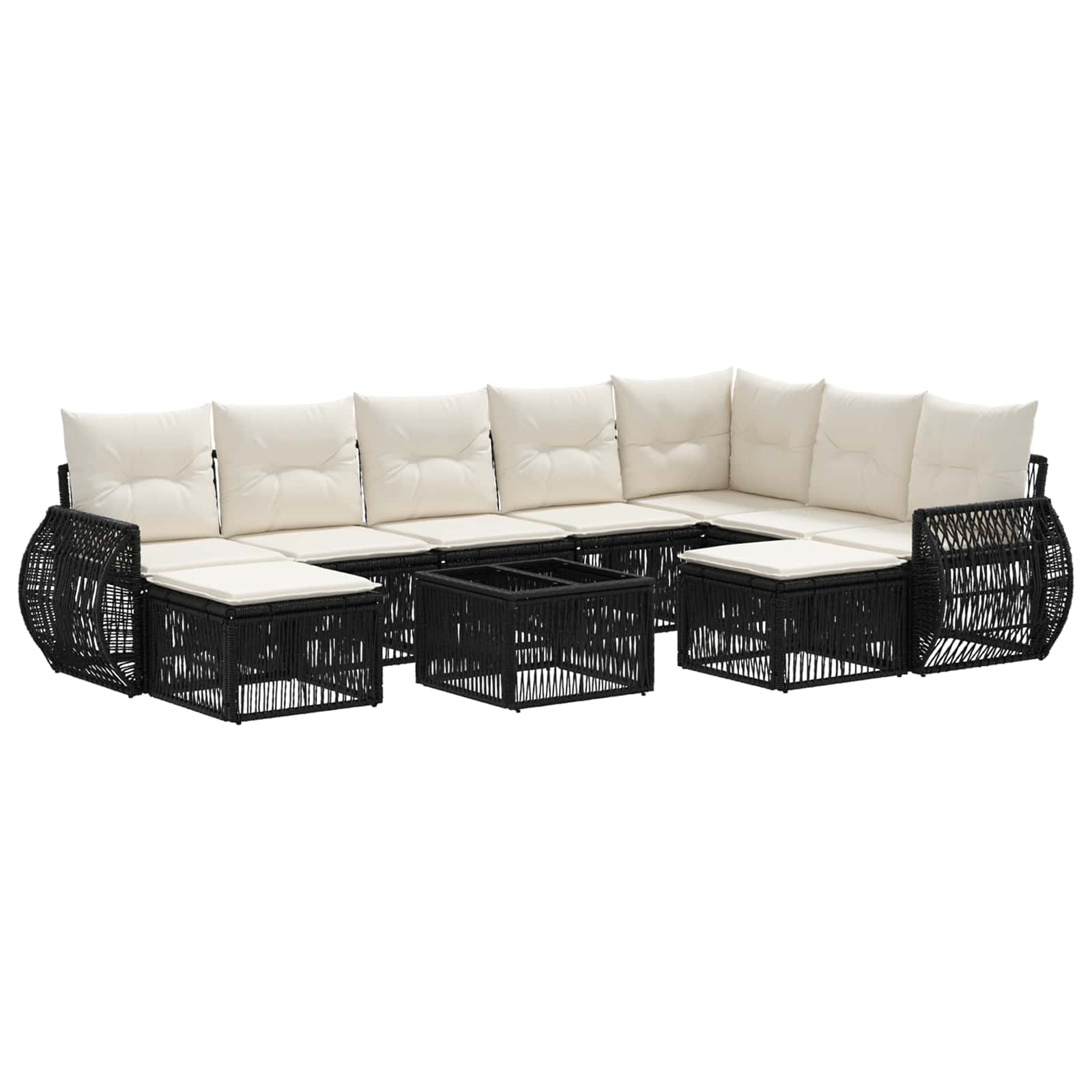 Ensemble de canapé de jardin 10 pcs Noir polyrotin - XIOS
