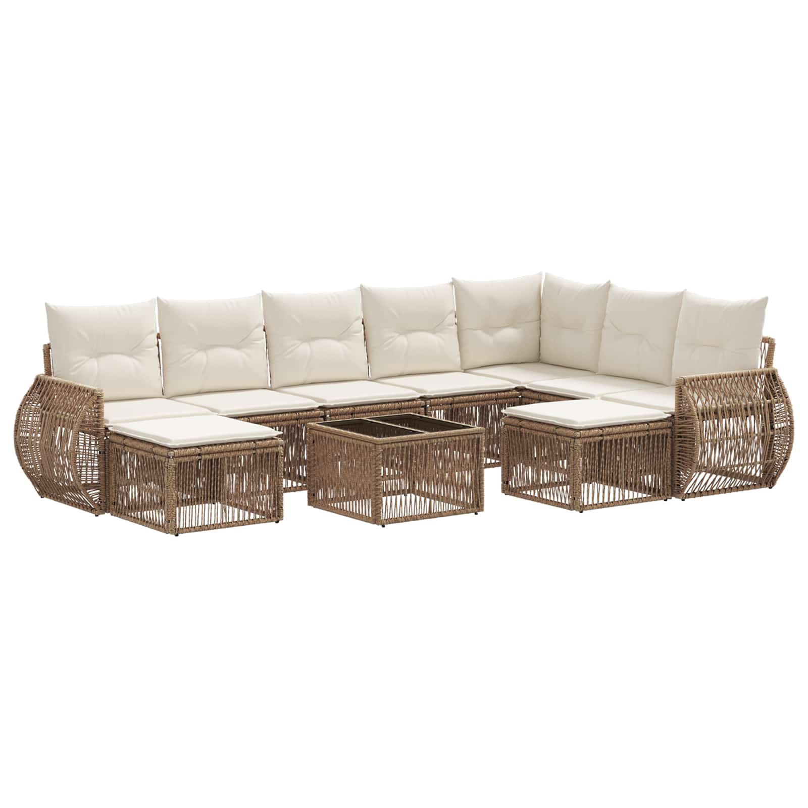 Ensemble de canapé de jardin 10 pcs Beige polyrotin - XIOS