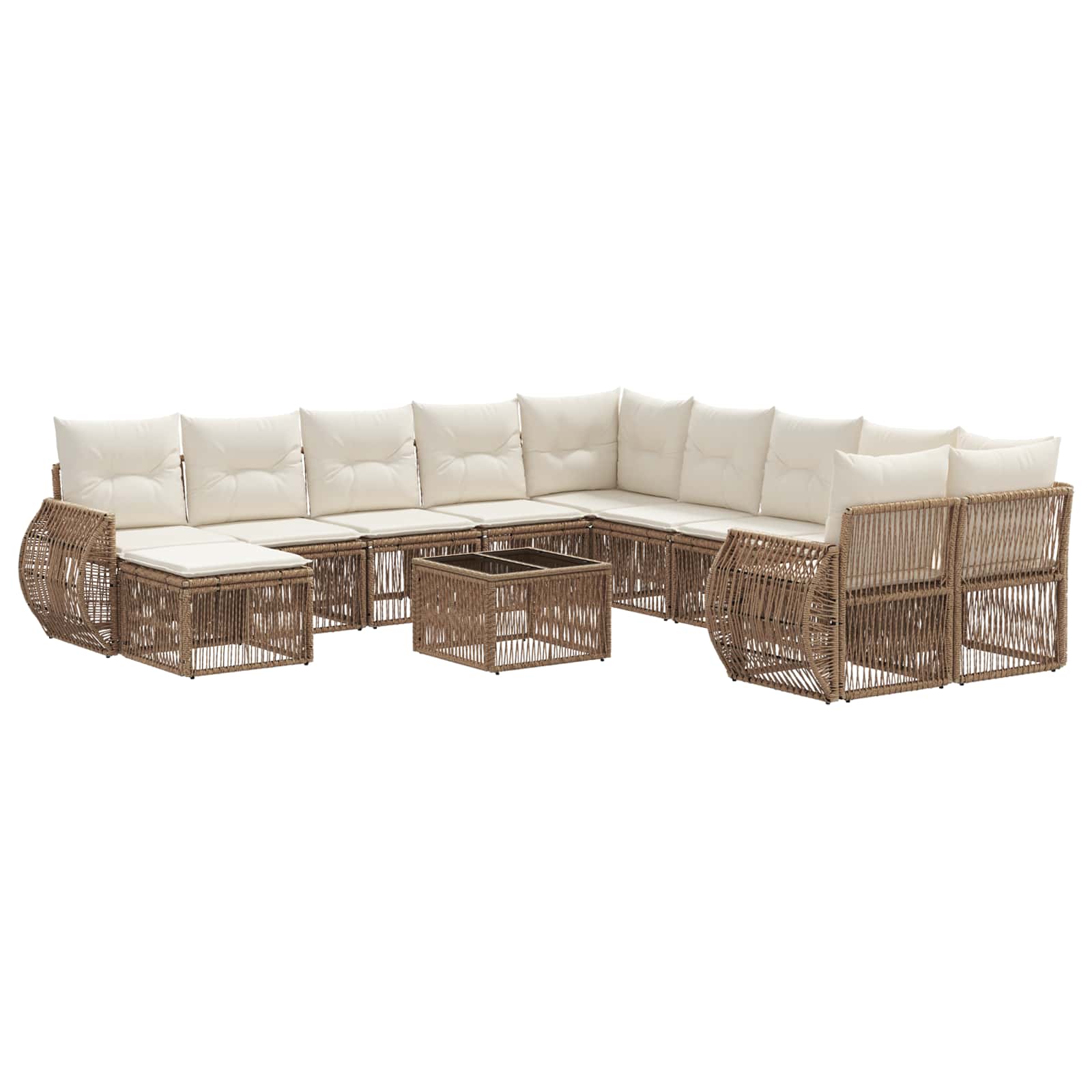 Ensemble de canapé de jardin 12 pcs Beige polyrotin - XIOS