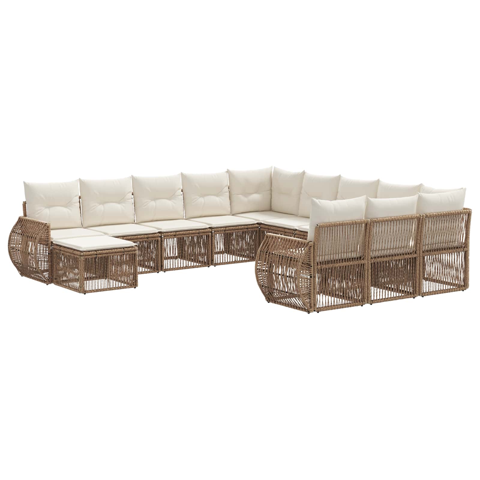 Ensemble de canapé de jardin 12 pcs Beige polyrotin - XIOS