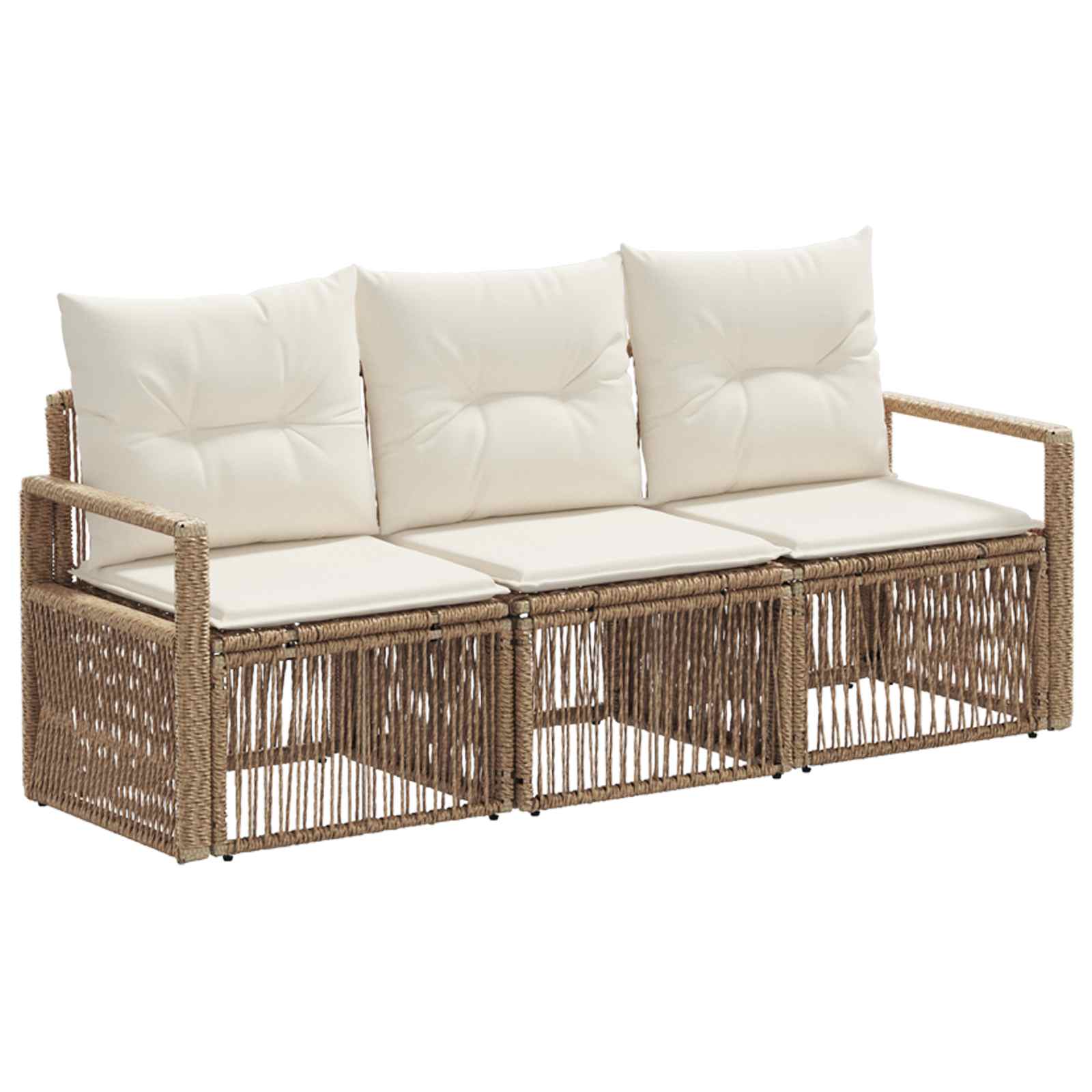 Ensemble de canapé de jardin 3 pcs Beige polyrotin - XIOS
