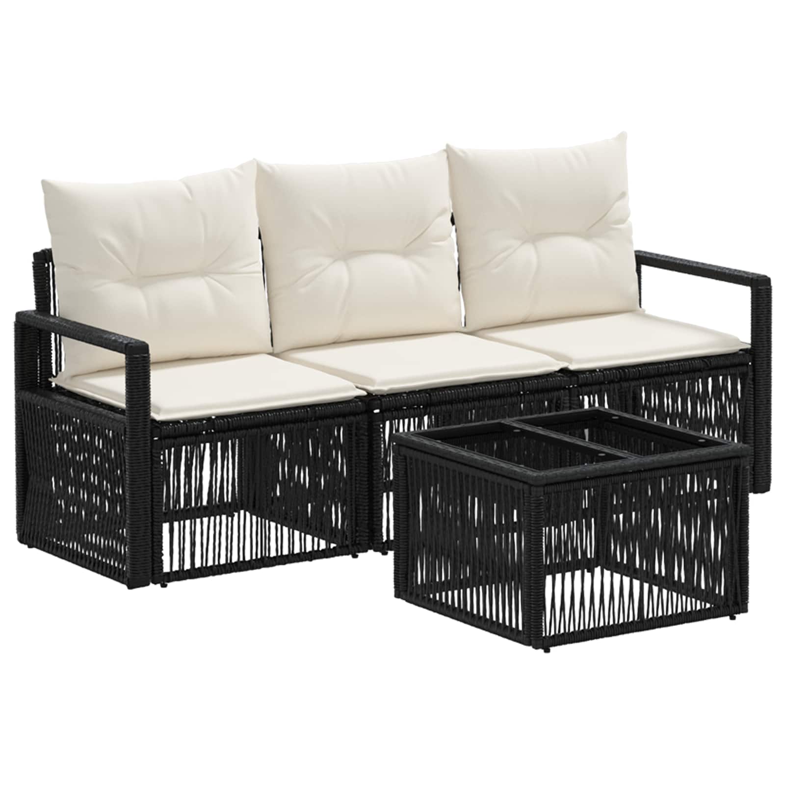 Ensemble de canapé de jardin 4 pcs Noir polyrotin - XIOS