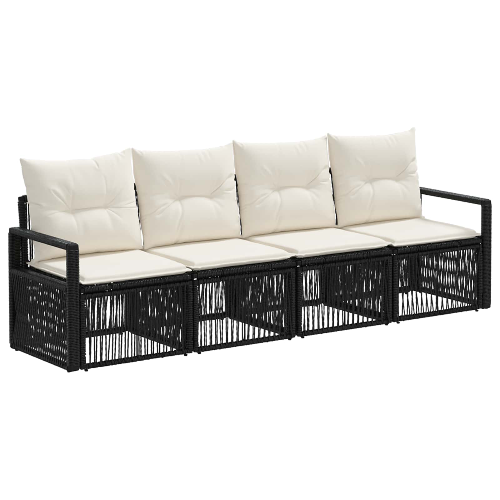 Ensemble de canapé de jardin 4 pcs Noir polyrotin - XIOS