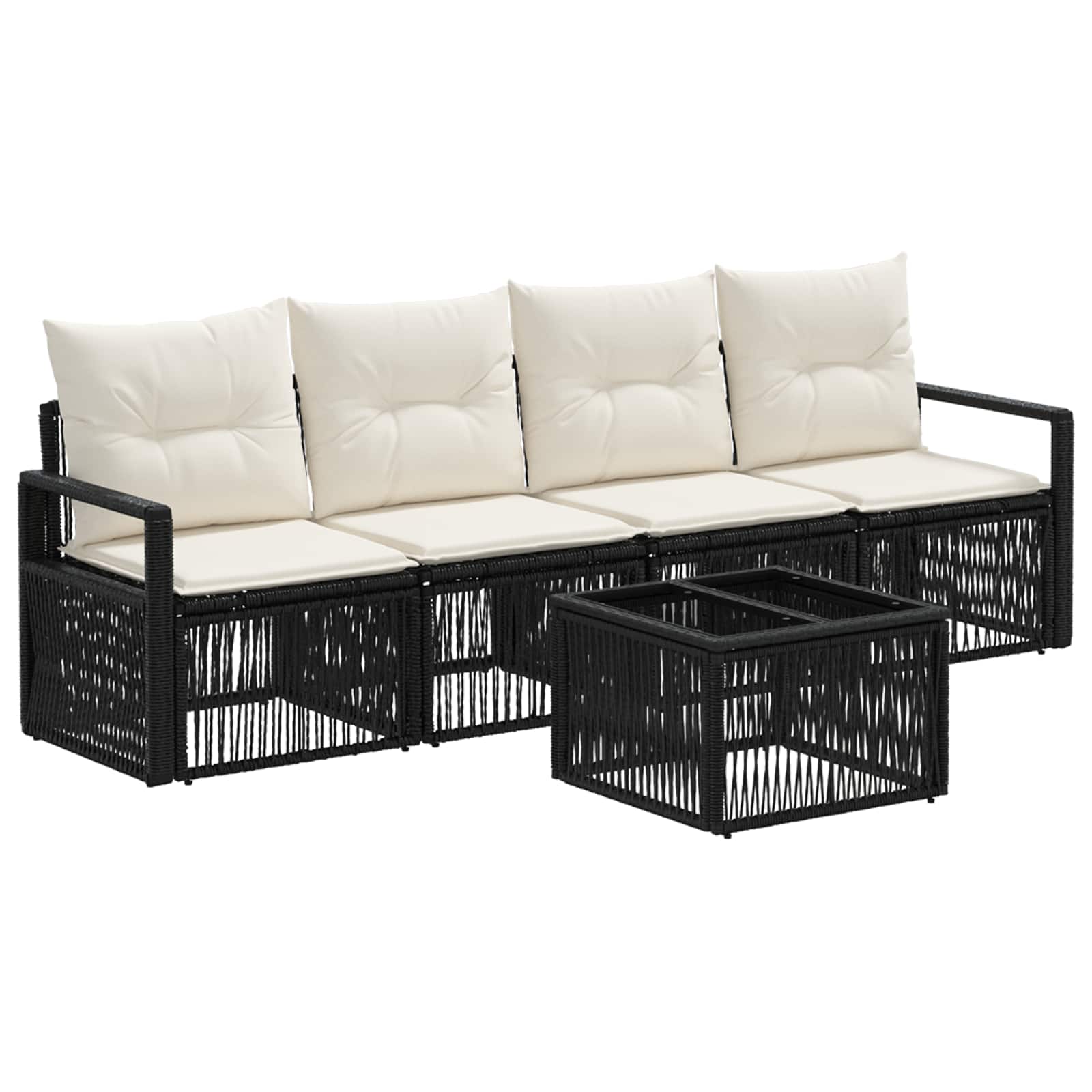 Ensemble de canapé de jardin 5 pcs Noir polyrotin - XIOS