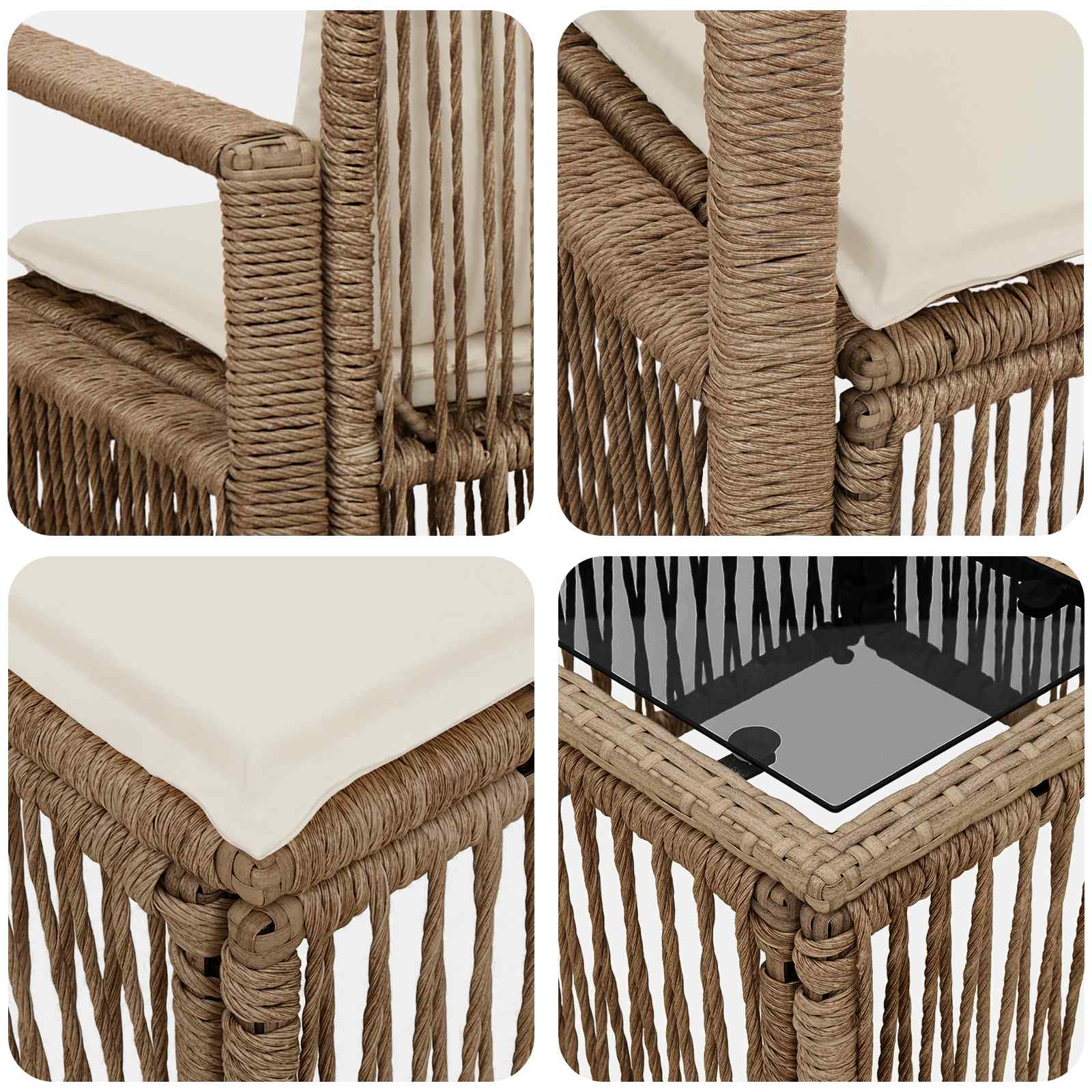 Ensemble de canapé de jardin 5 pcs Beige polyrotin - XIOS