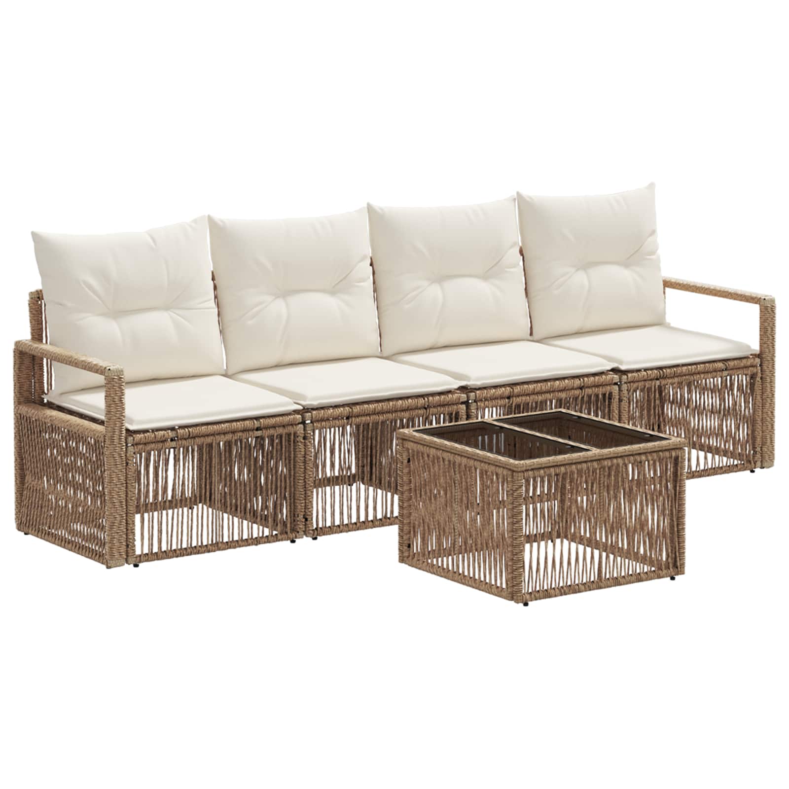 Ensemble de canapé de jardin 5 pcs Beige polyrotin - XIOS