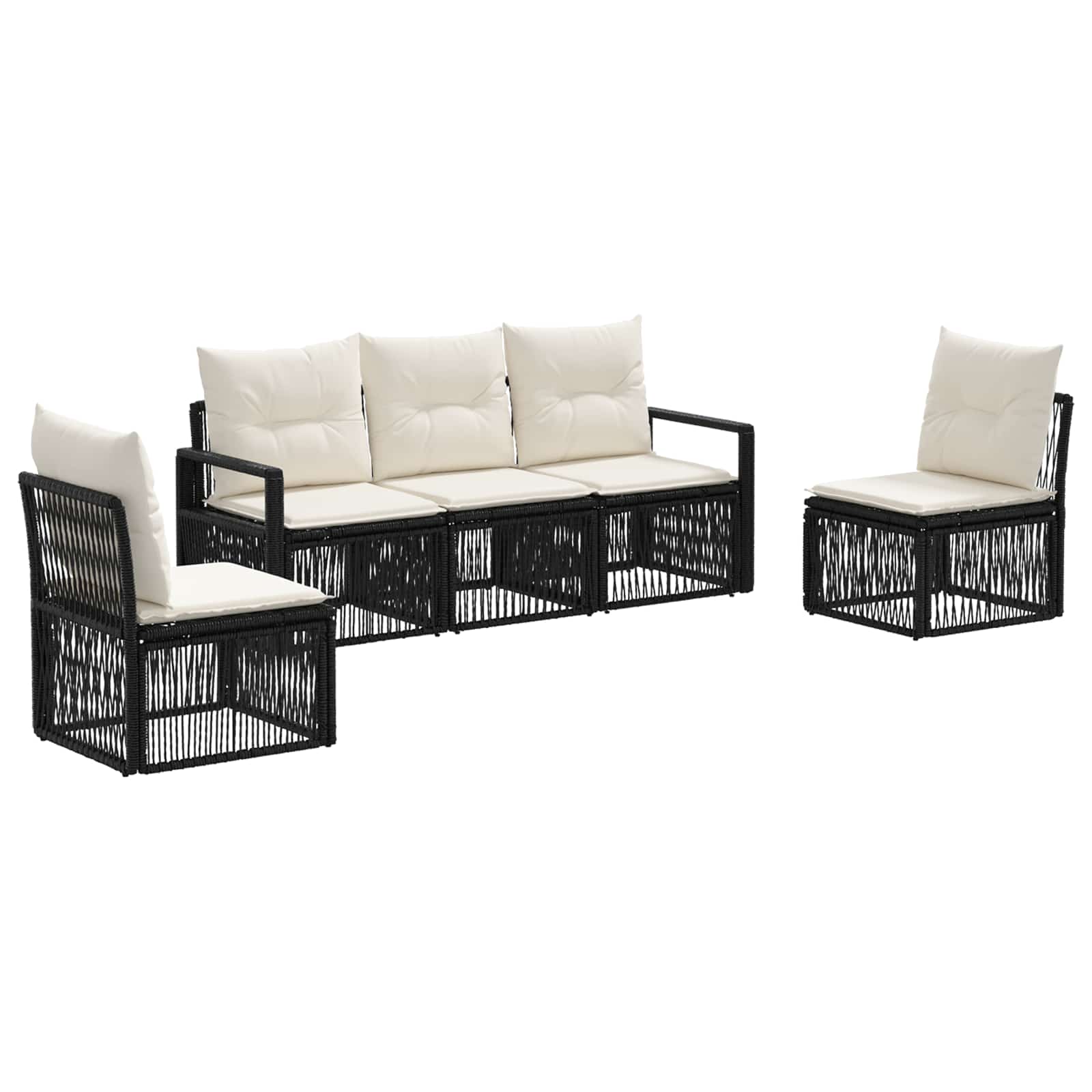 Ensemble de canapé de jardin 5 pcs Noir polyrotin - XIOS