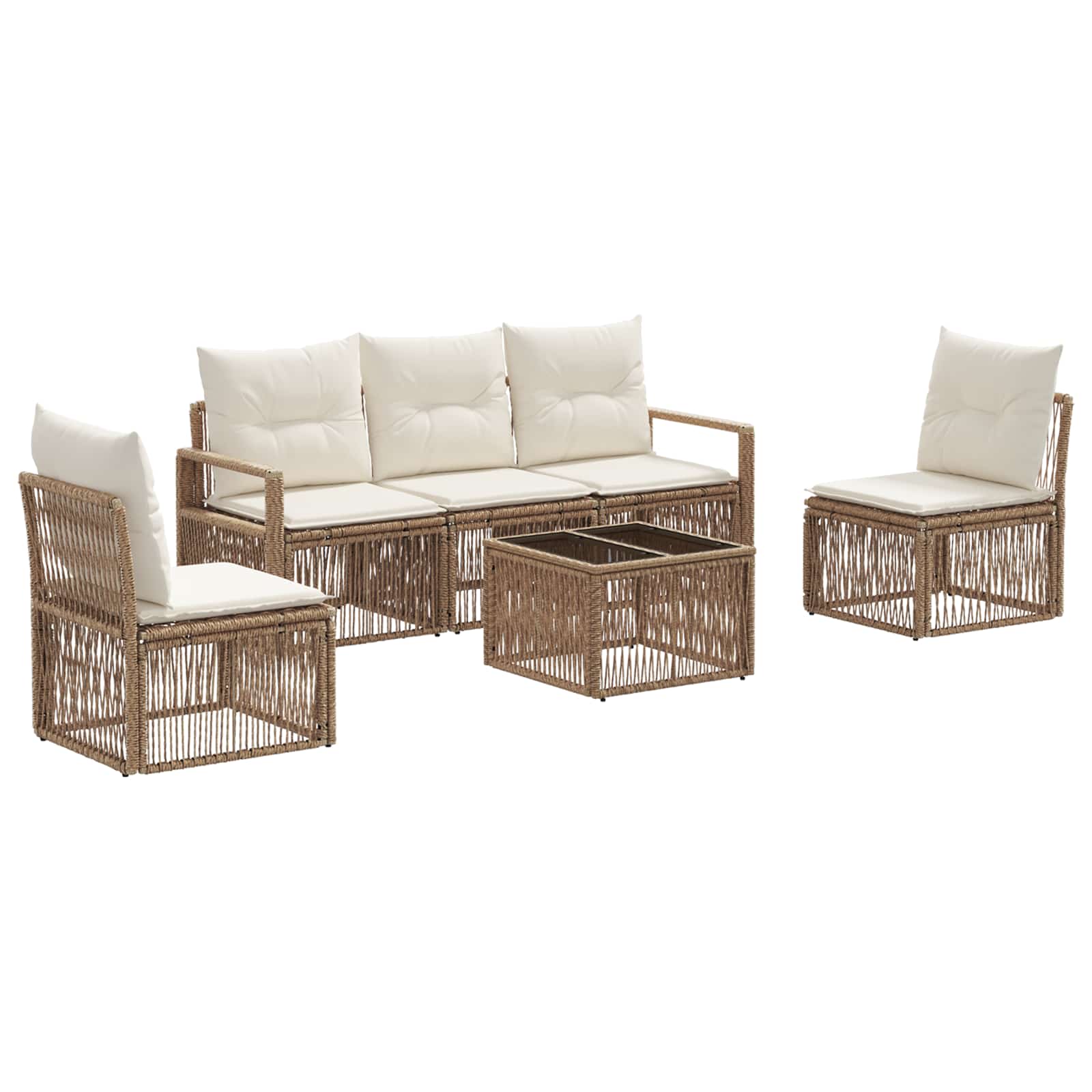 Ensemble de canapé de jardin 6 pcs Beige polyrotin - XIOS