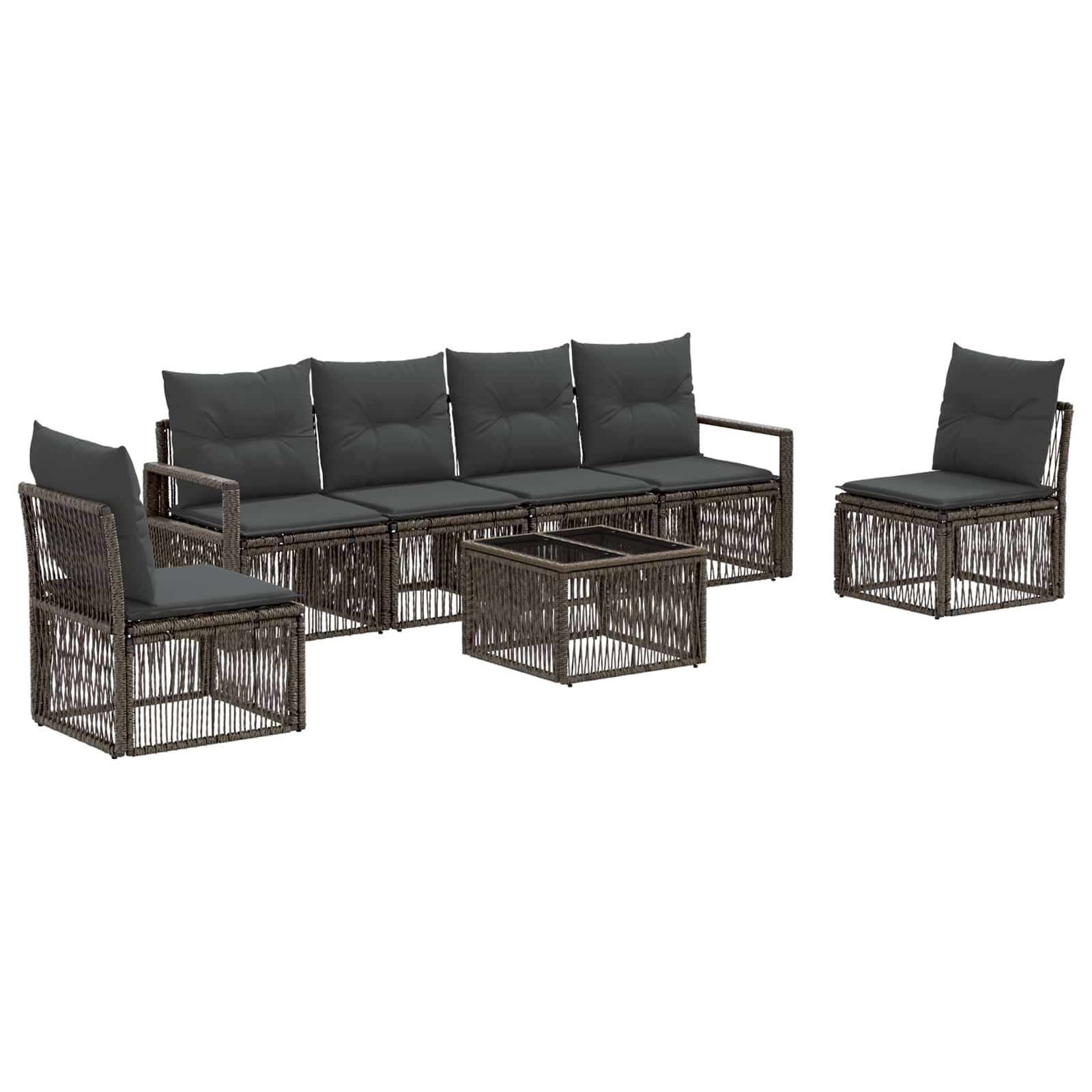 Ensemble de canapé de jardin 7 pcs Gris polyrotin - XIOS