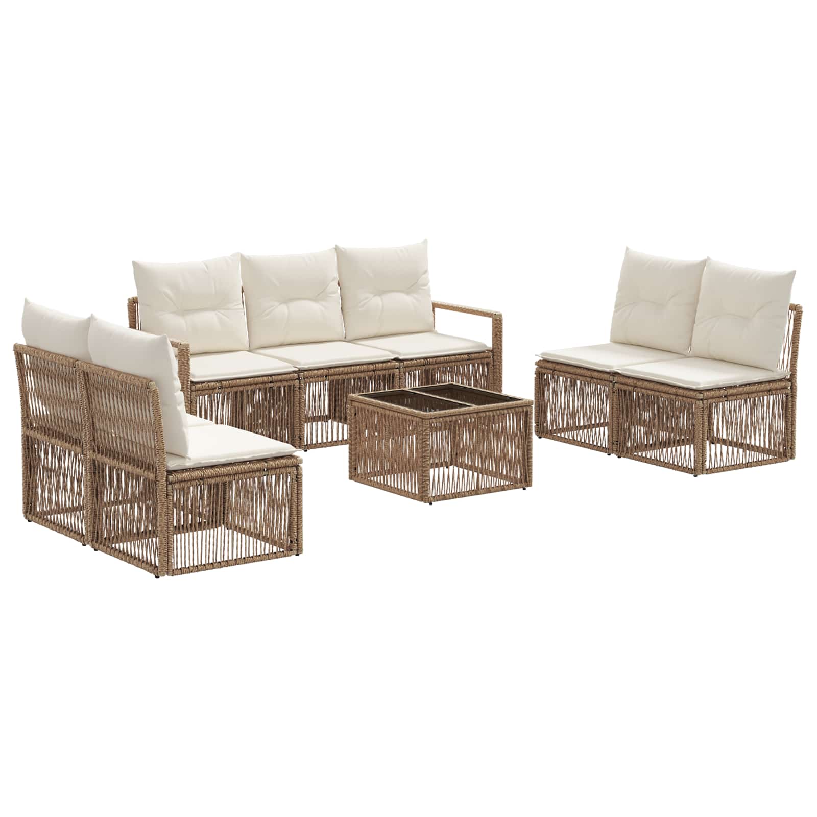 Ensemble de canapé de jardin 8 pcs Beige polyrotin - XIOS
