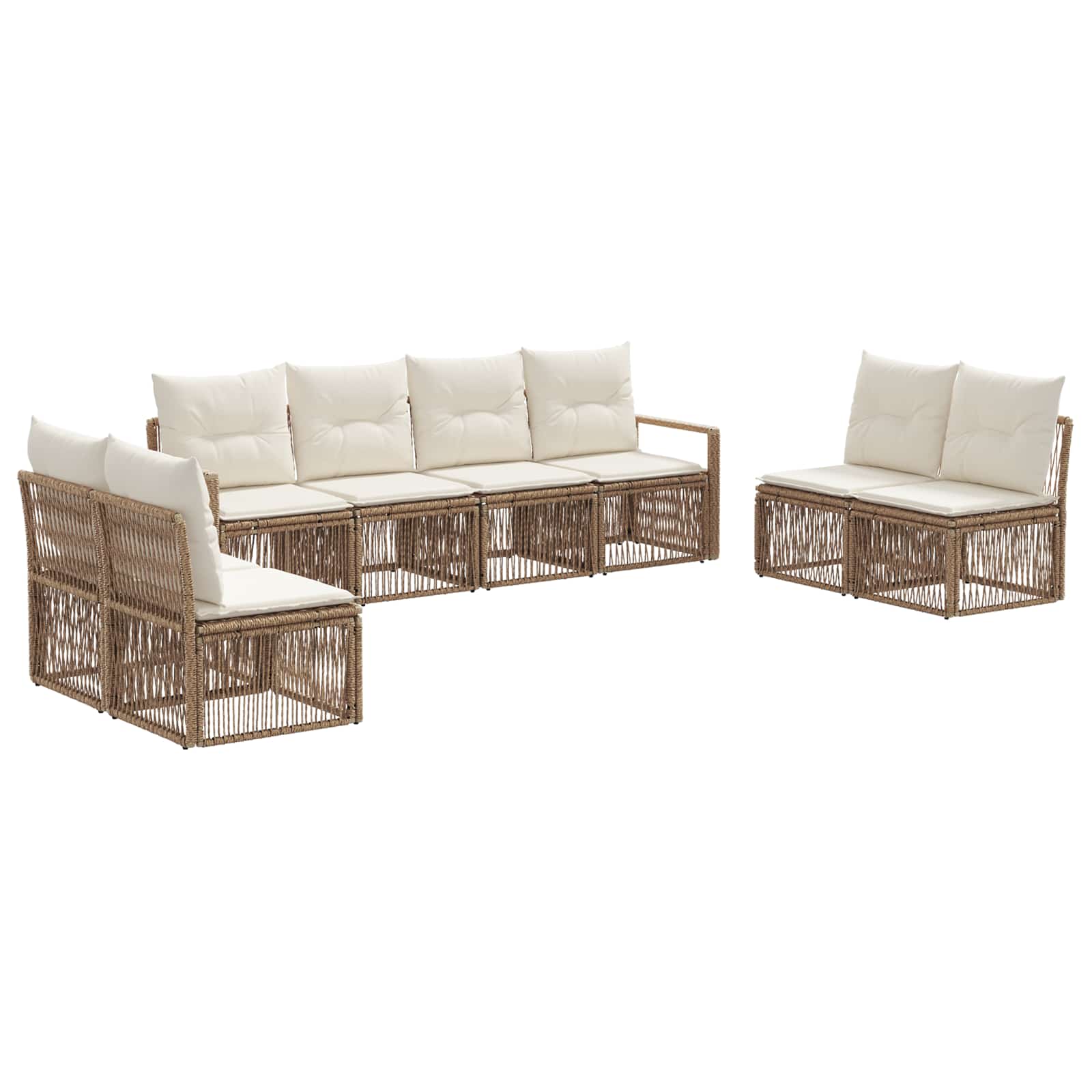 Ensemble de canapé de jardin 8 pcs Beige polyrotin - XIOS