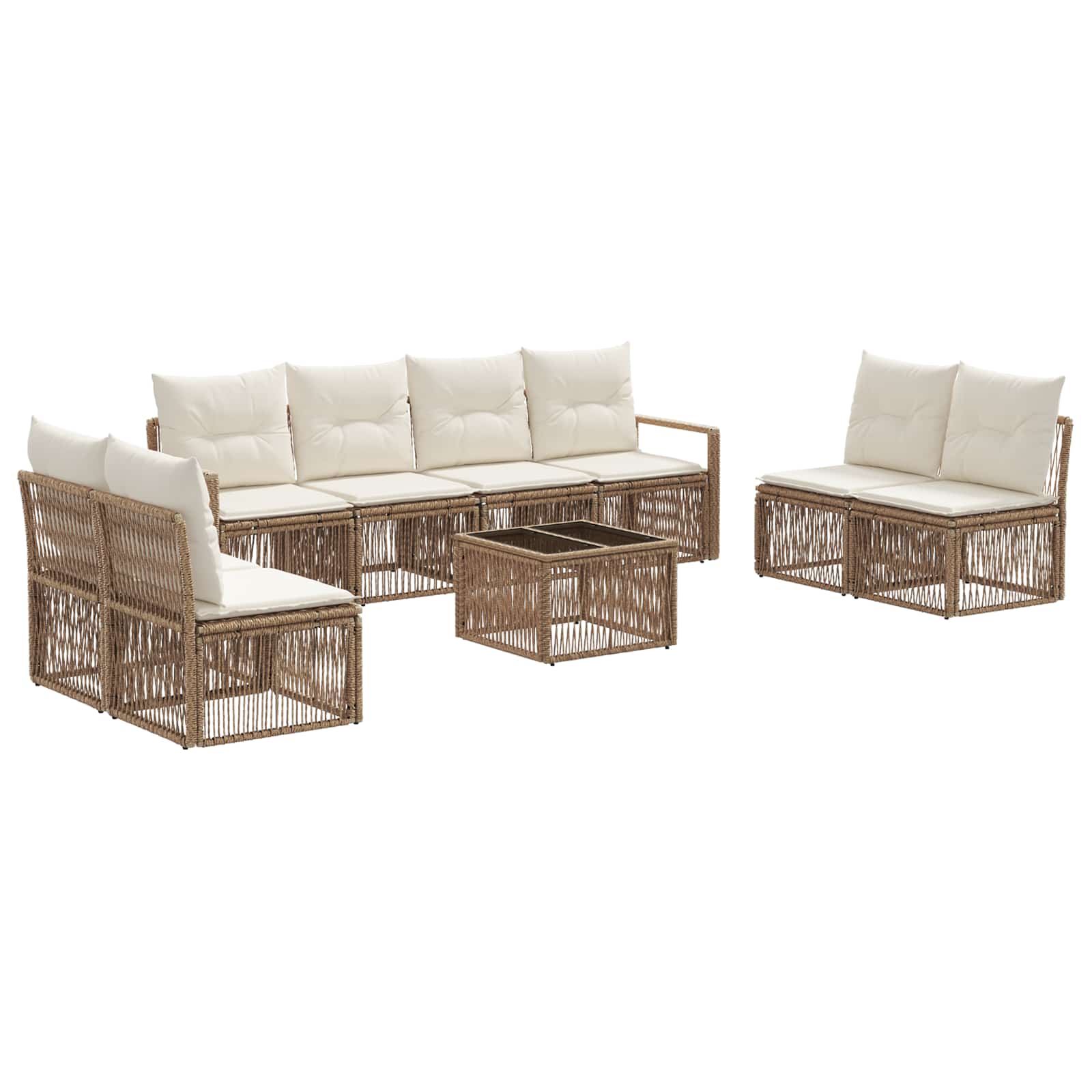 Ensemble de canapé de jardin 9 pcs Beige polyrotin - XIOS