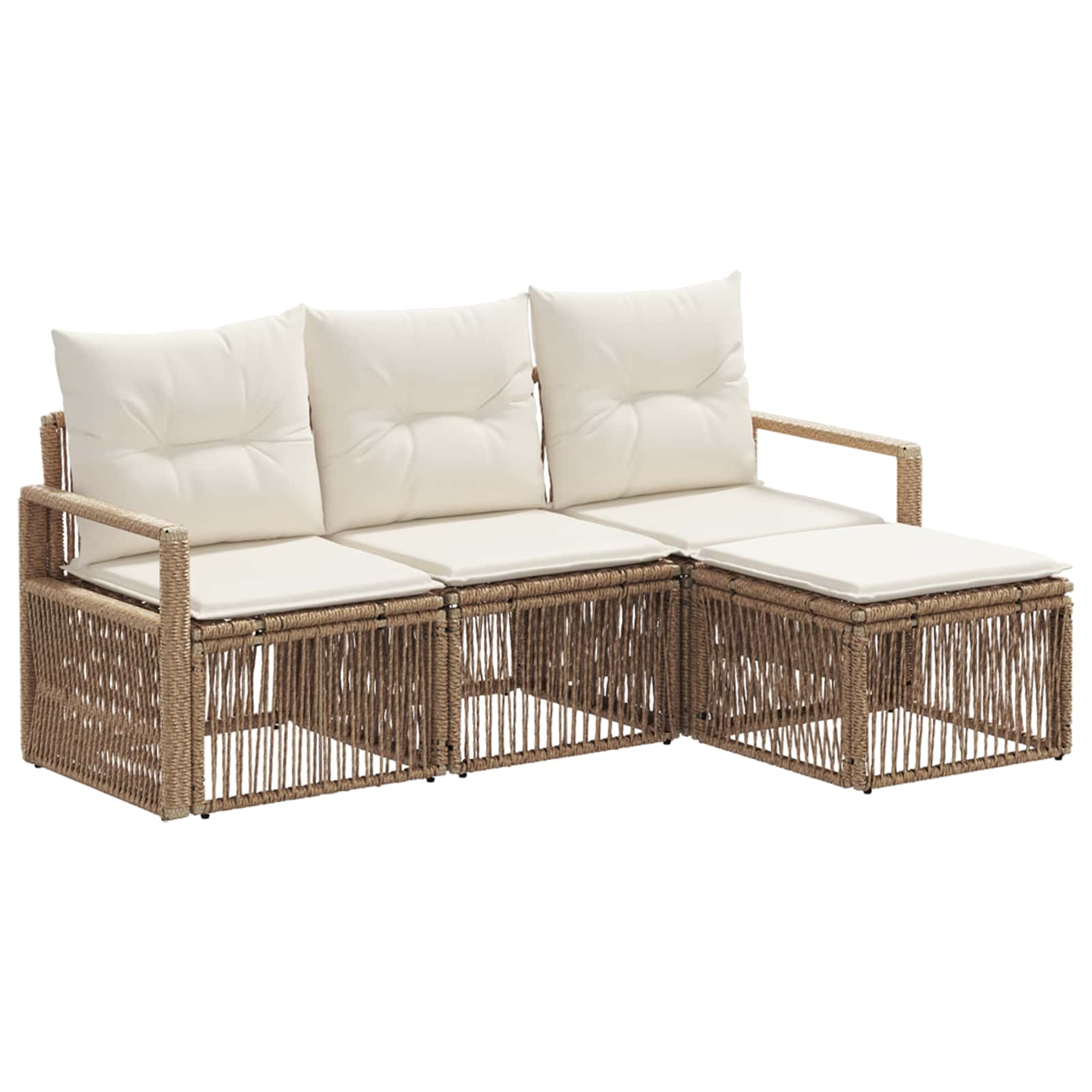 Ensemble de canapé de jardin 4 pcs Beige polyrotin - XIOS