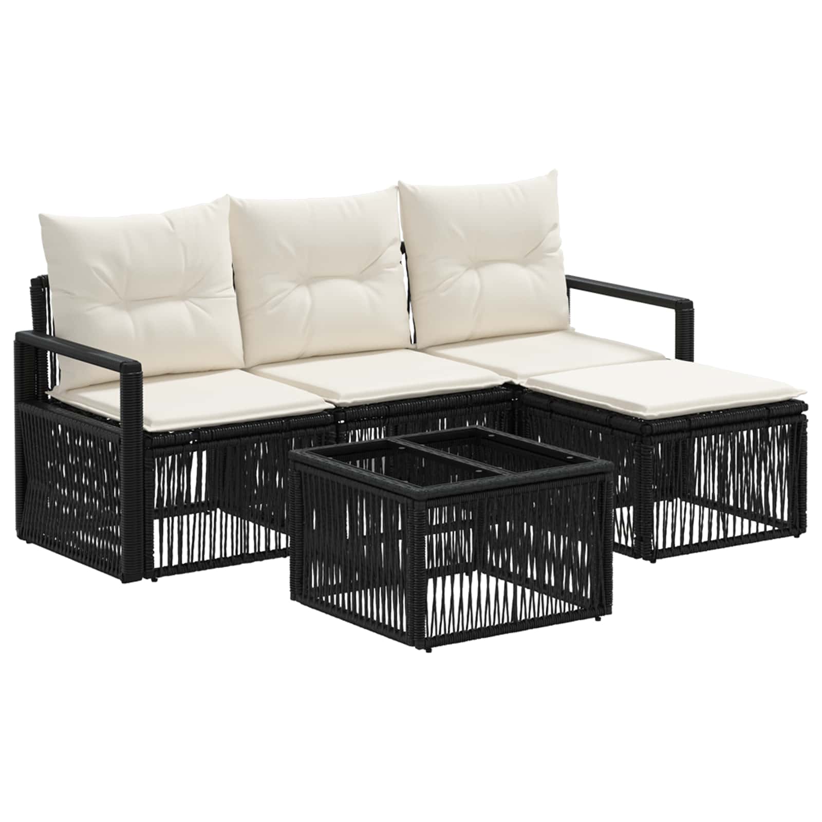 Ensemble de canapé de jardin 5 pcs Noir polyrotin - XIOS