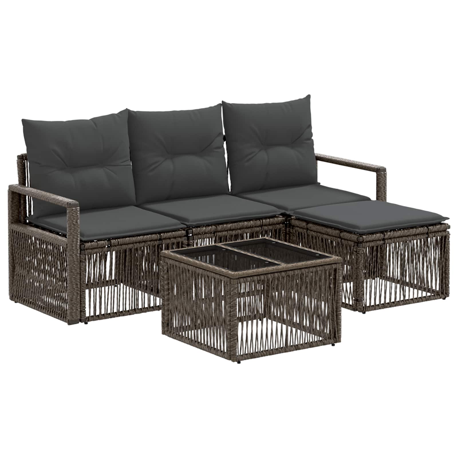 Ensemble de canapé de jardin 5 pcs Gris polyrotin - XIOS
