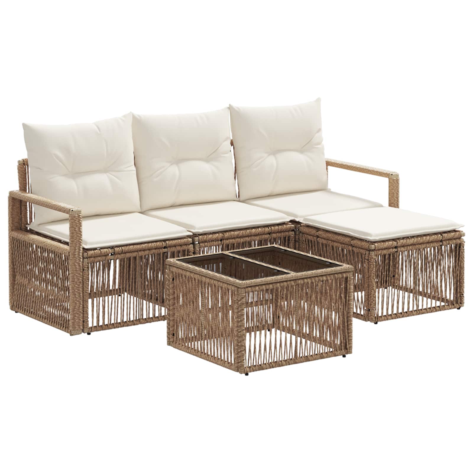 Ensemble de canapé de jardin 5 pcs Beige polyrotin - XIOS
