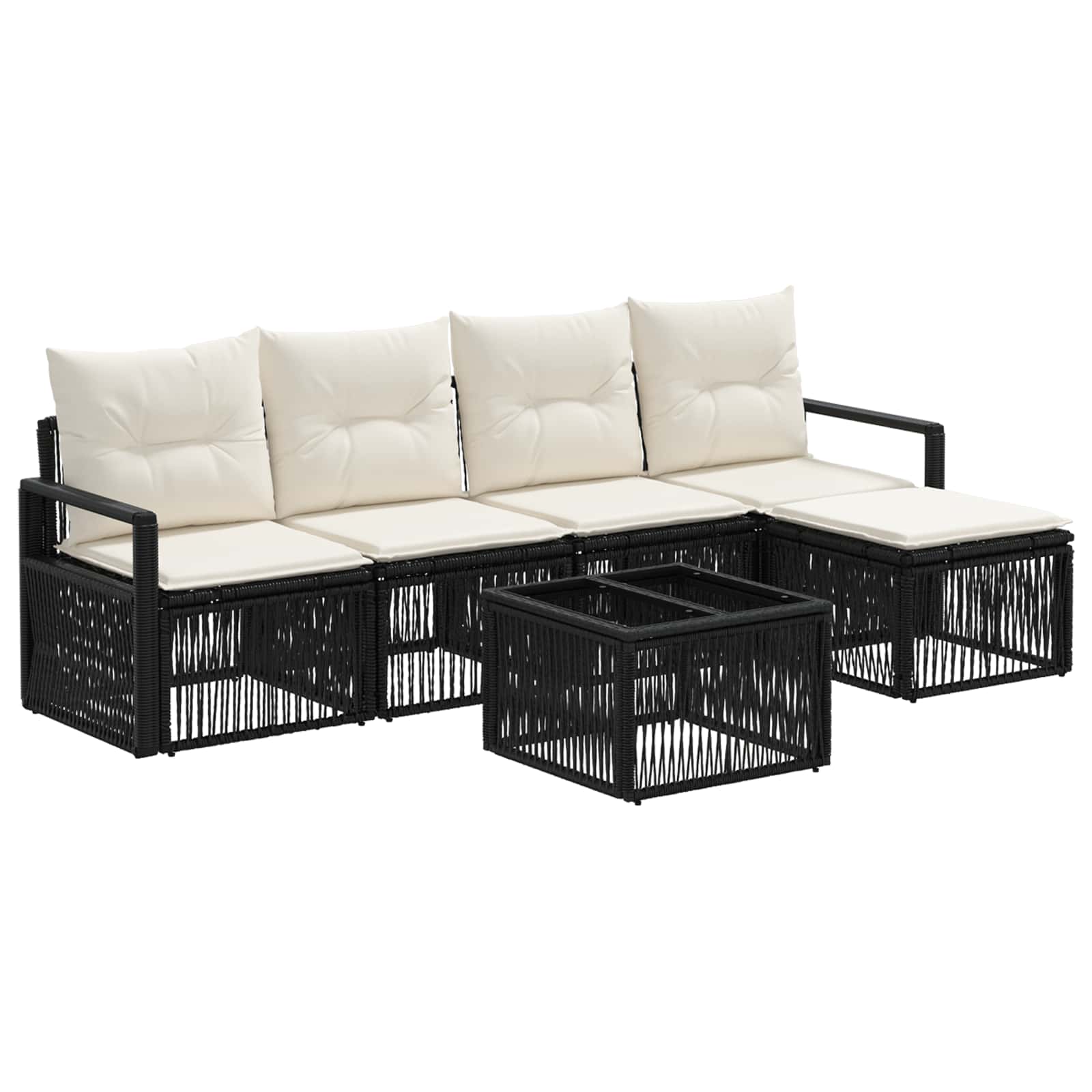 Ensemble de canapé de jardin 6 pcs Noir polyrotin - XIOS