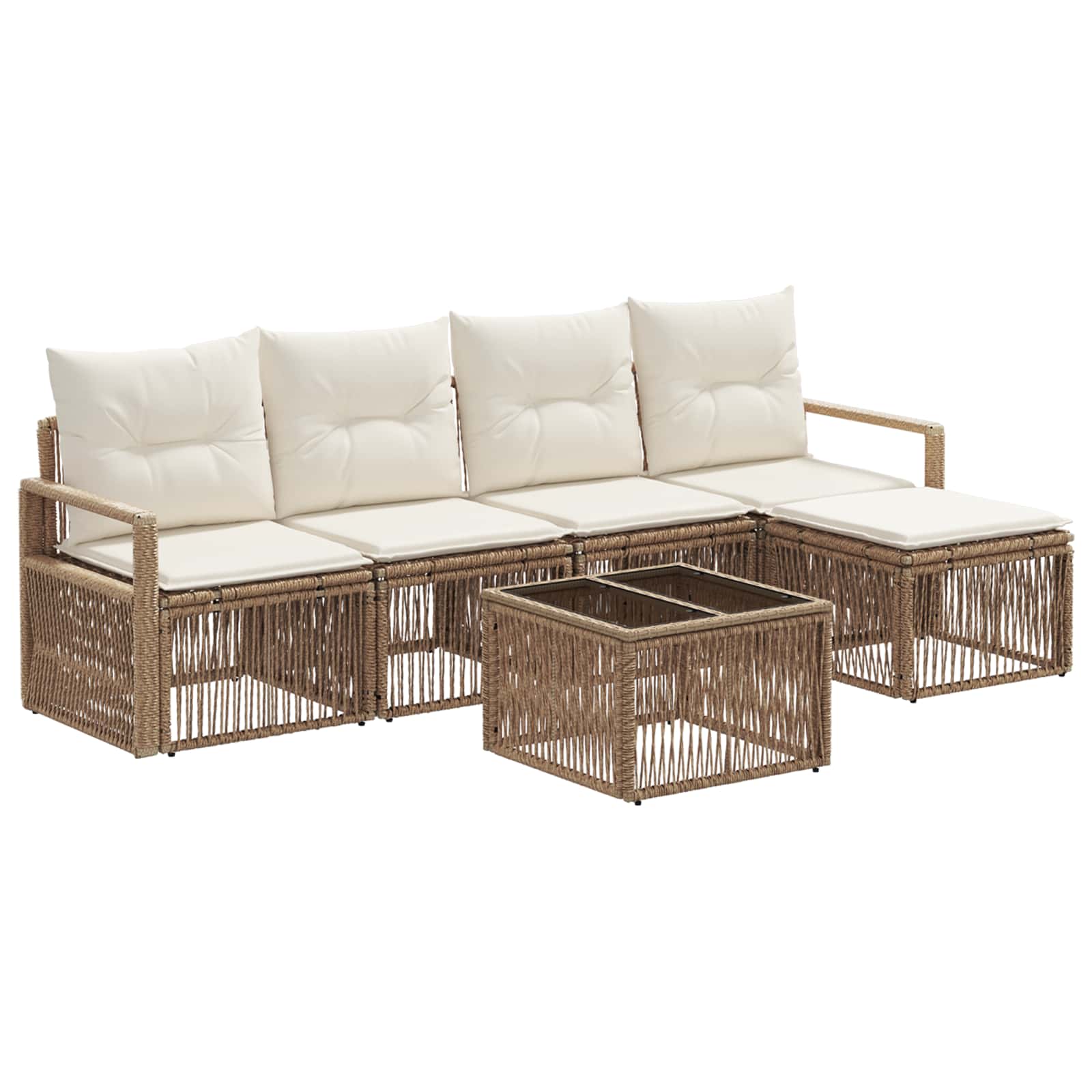 Ensemble de canapé de jardin 6 pcs Beige polyrotin - XIOS