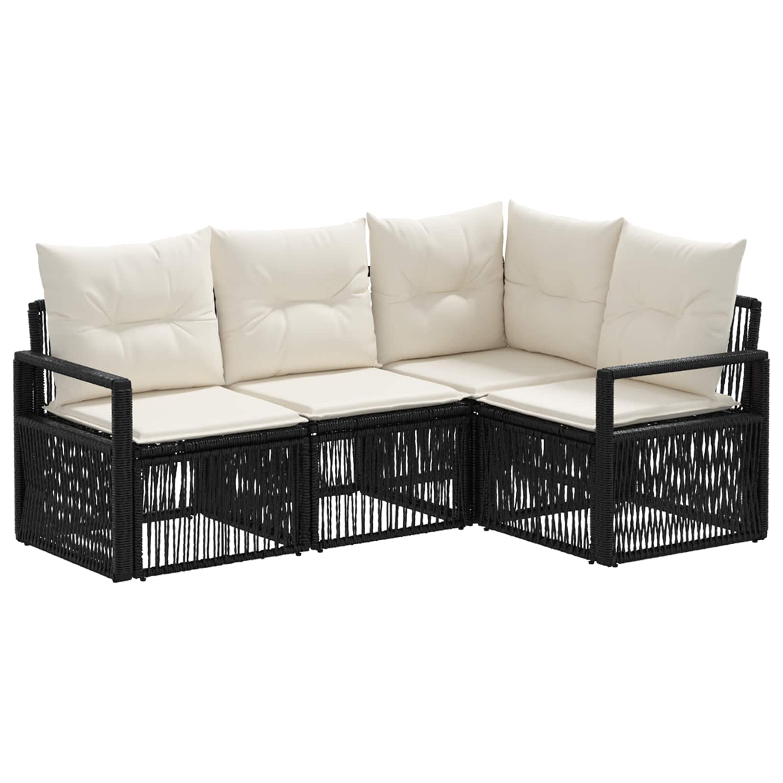 Ensemble de canapé de jardin 4 pcs Noir polyrotin - XIOS