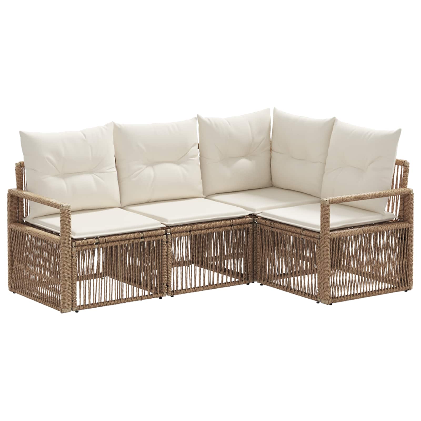 Ensemble de canapé de jardin 4 pcs Beige polyrotin - XIOS