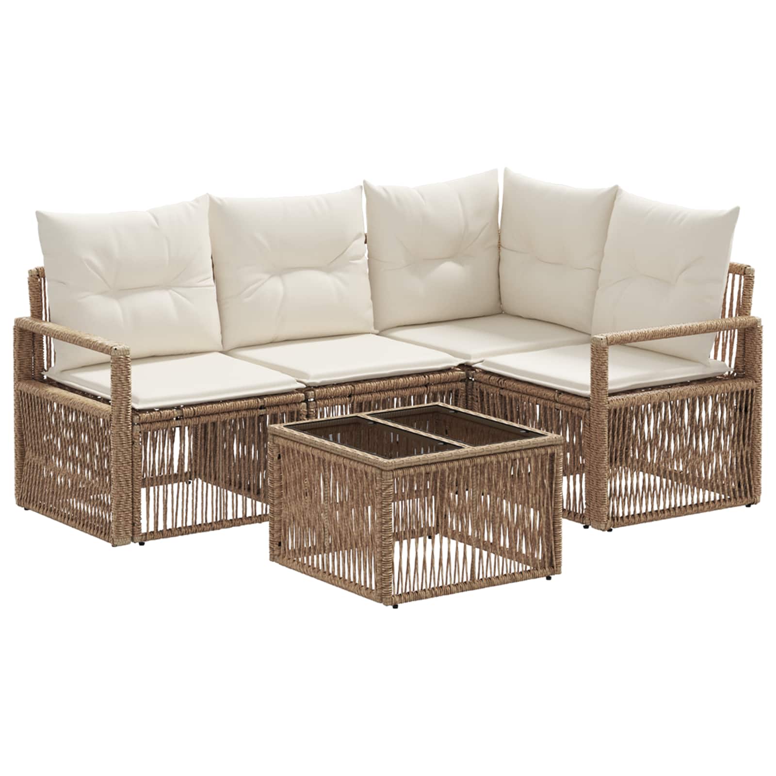 Ensemble de canapé de jardin 5 pcs Beige polyrotin - XIOS