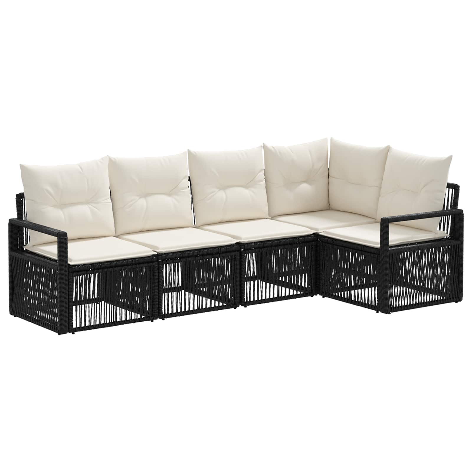 Ensemble de canapé de jardin 5 pcs Noir polyrotin - XIOS