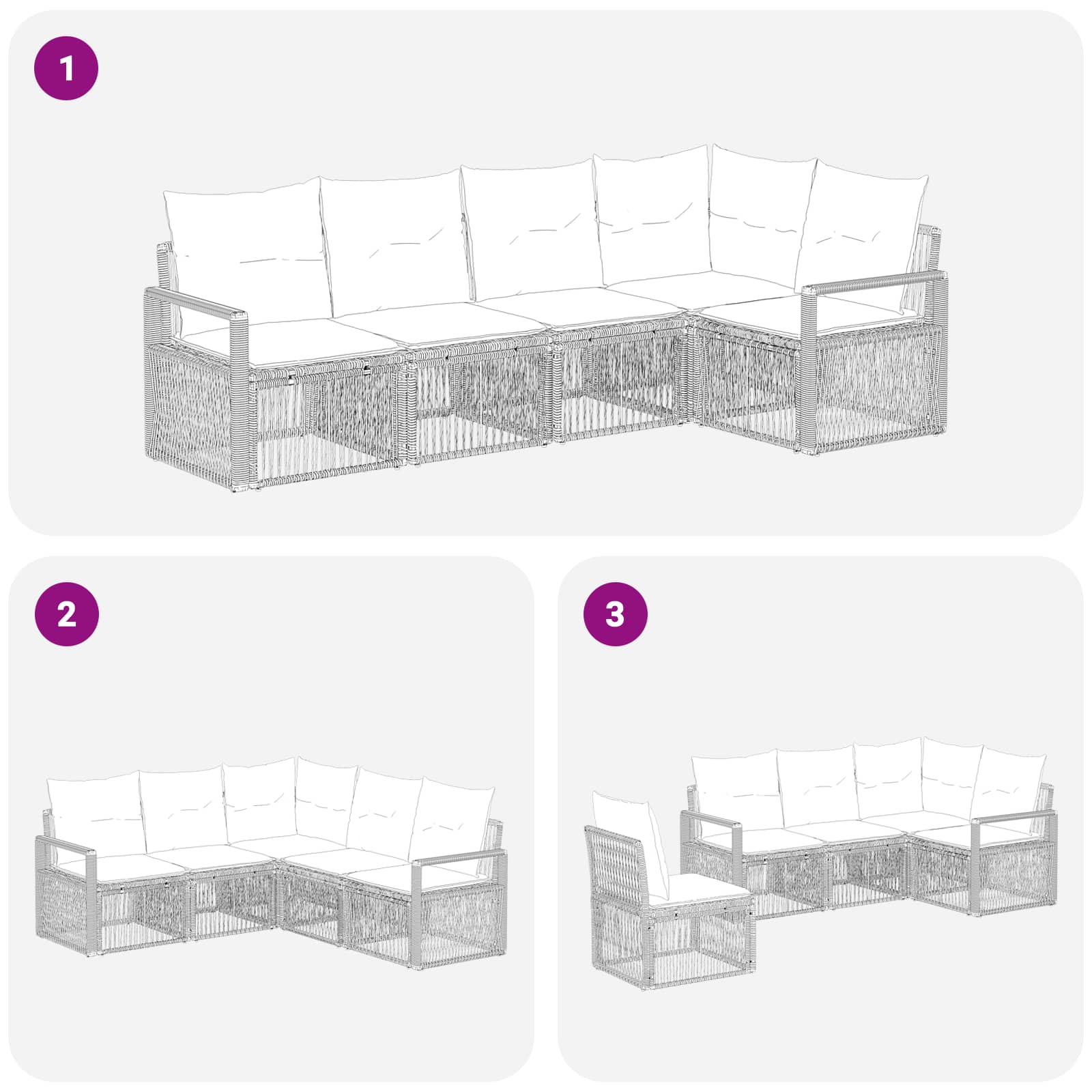 Ensemble de canapé de jardin 5 pcs Beige polyrotin - XIOS