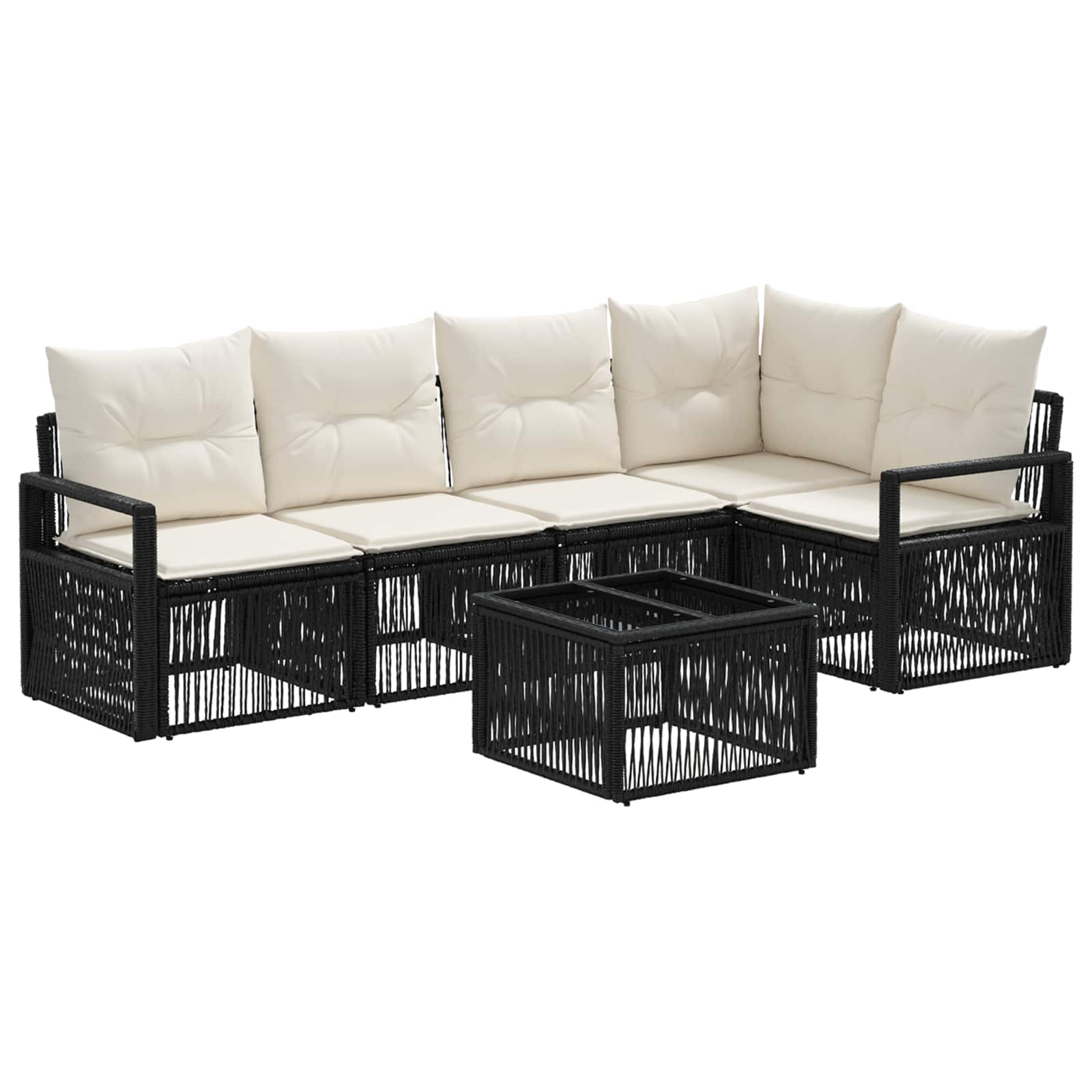 Ensemble de canapé de jardin 6 pcs Noir polyrotin - XIOS