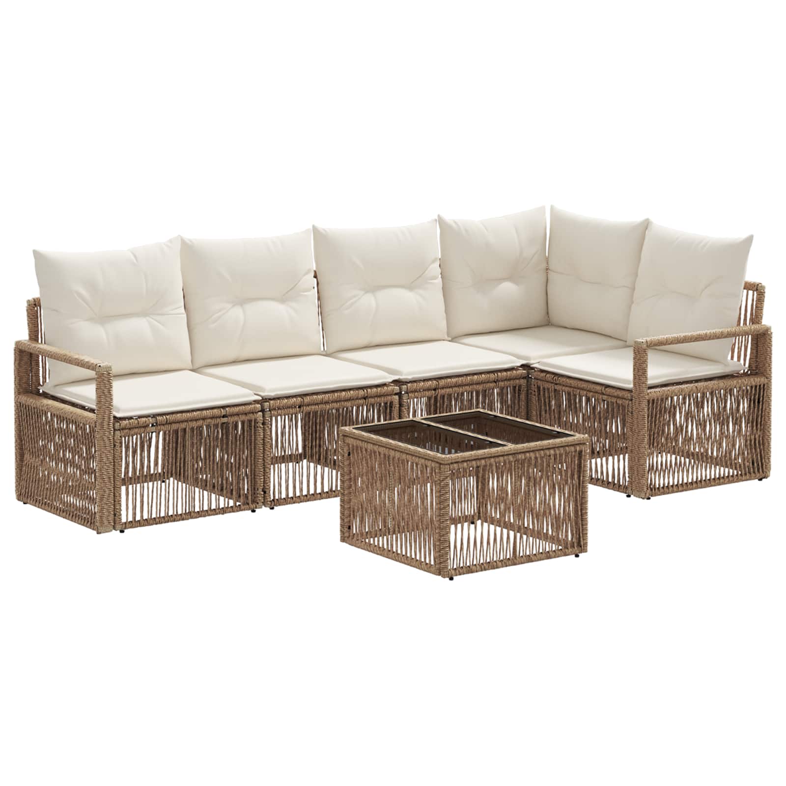 Ensemble de canapé de jardin 6 pcs Beige polyrotin - XIOS