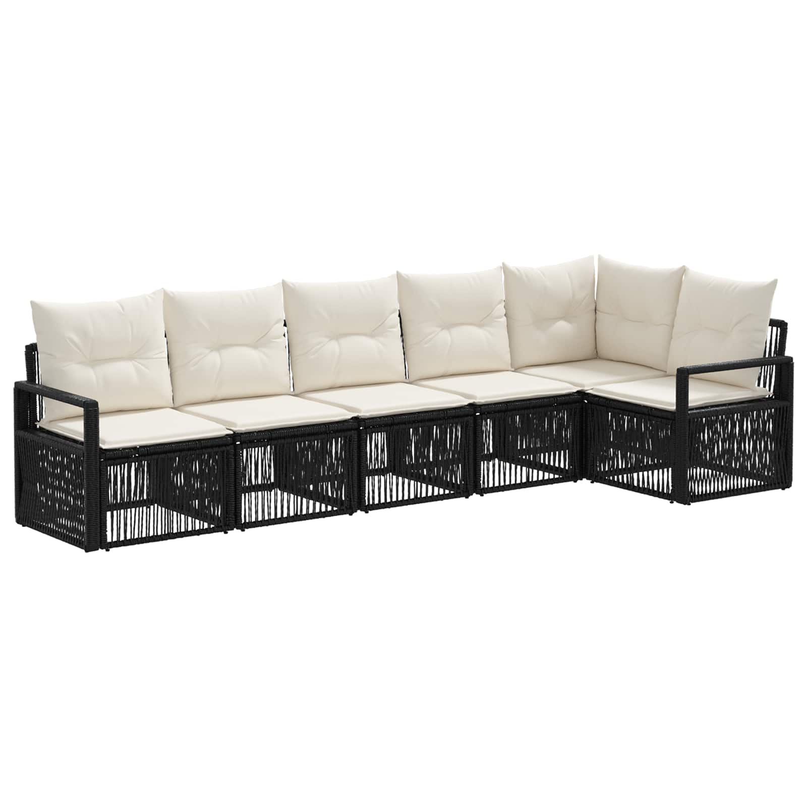 Ensemble de canapé de jardin 6 pcs Noir polyrotin - XIOS